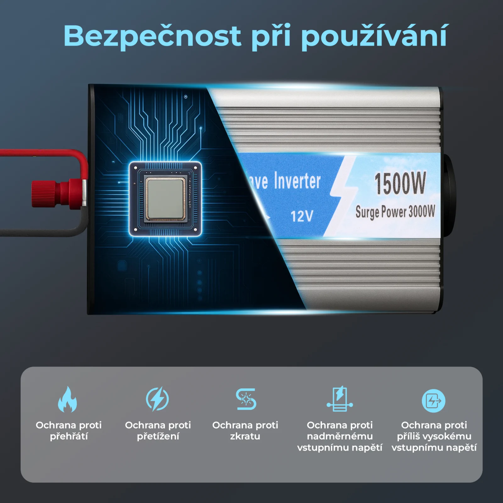 EXTRALINK MĚNIČ NAPĚT&Iacute; 12V - 230V, 1500W, MODIFIKOVAN&Yacute; SINUSOV&Yacute; OPIM-1500W