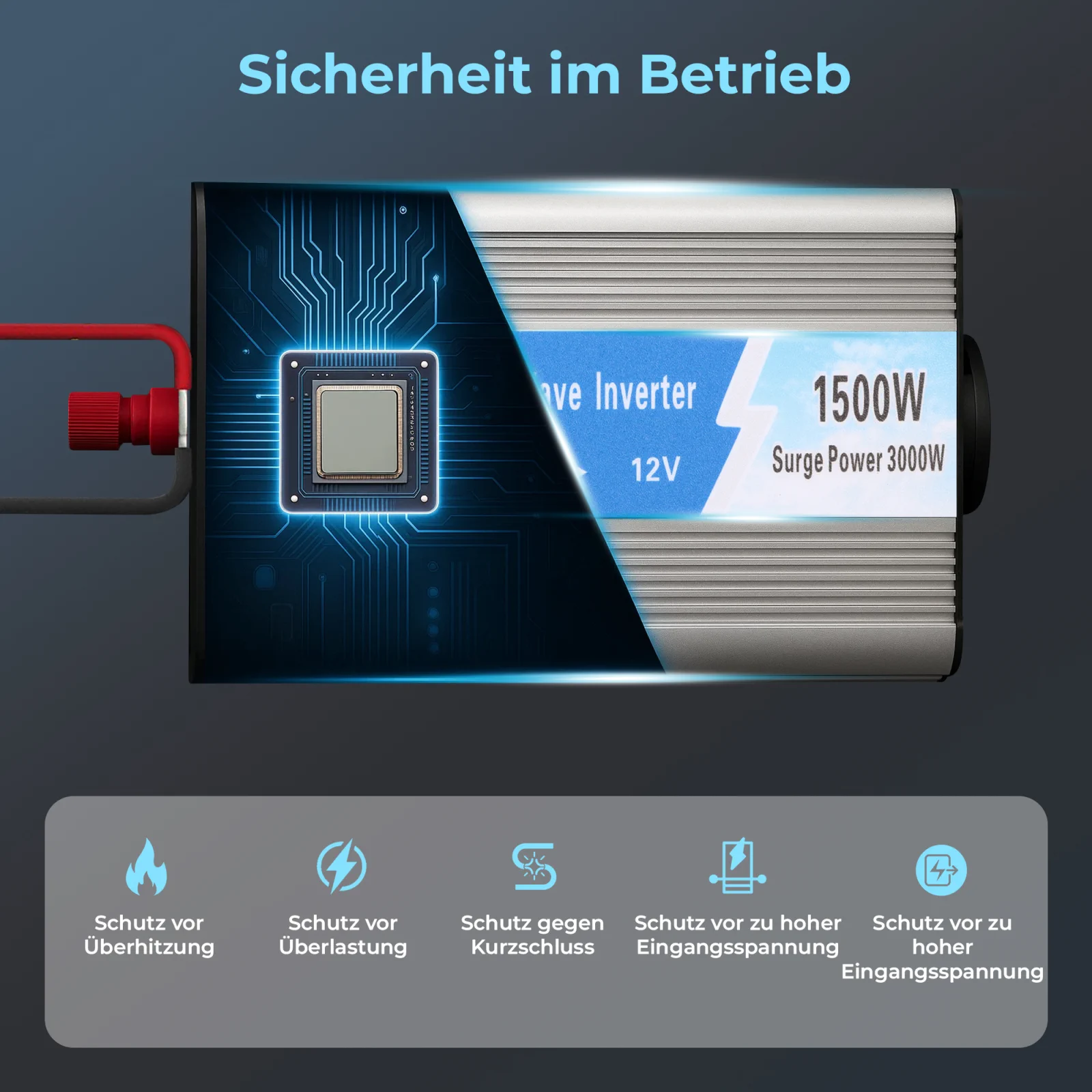 EXTRALINK SPANNUNGSWANDLER 12V - 230V, 1500W, MODIFIZIERTER SINUS OPIM-1500W
