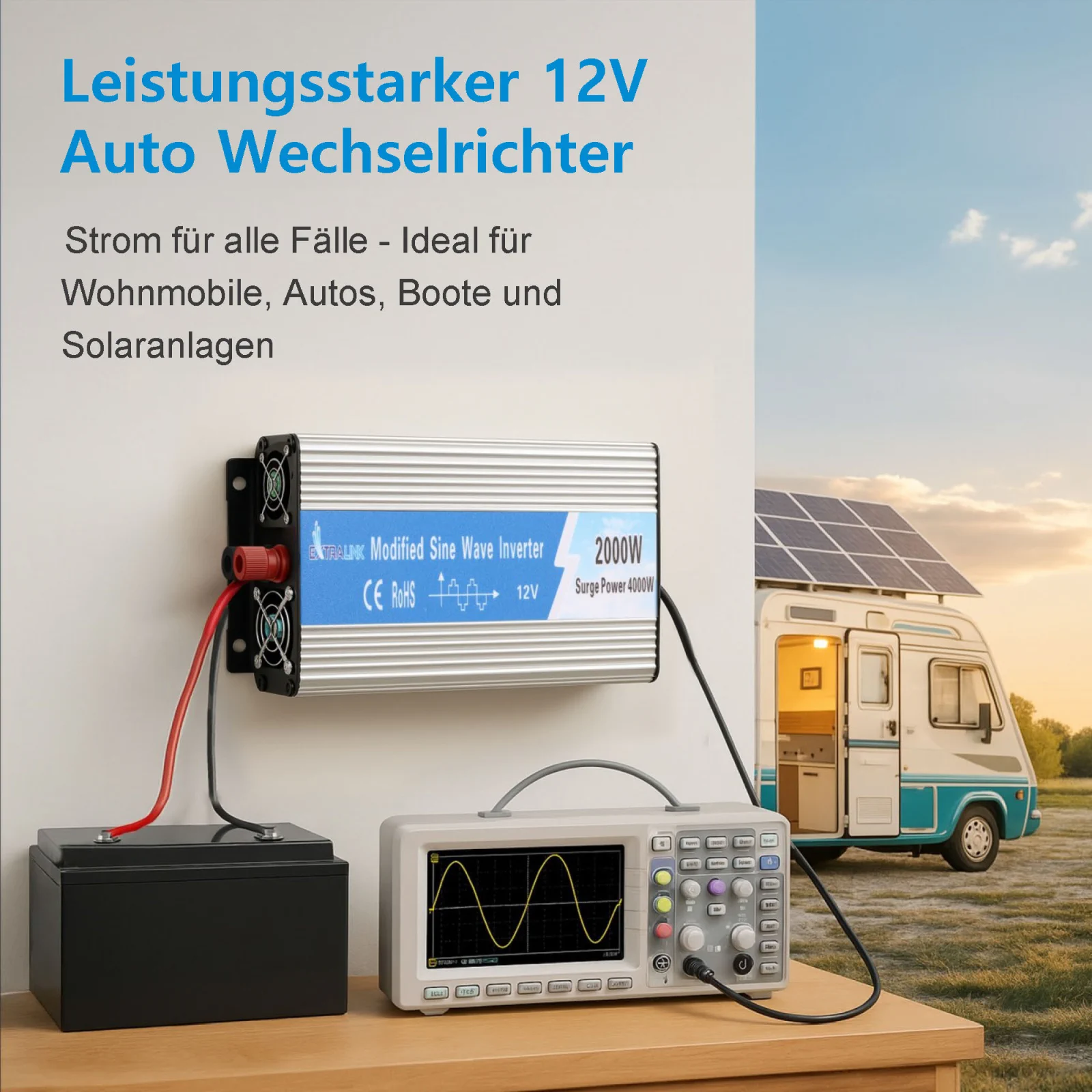 EXTRALINK SPANNUNGSWANDLER 12V - 230V, 2000W, MODIFIZIERTER SINUS OPIM-2000W