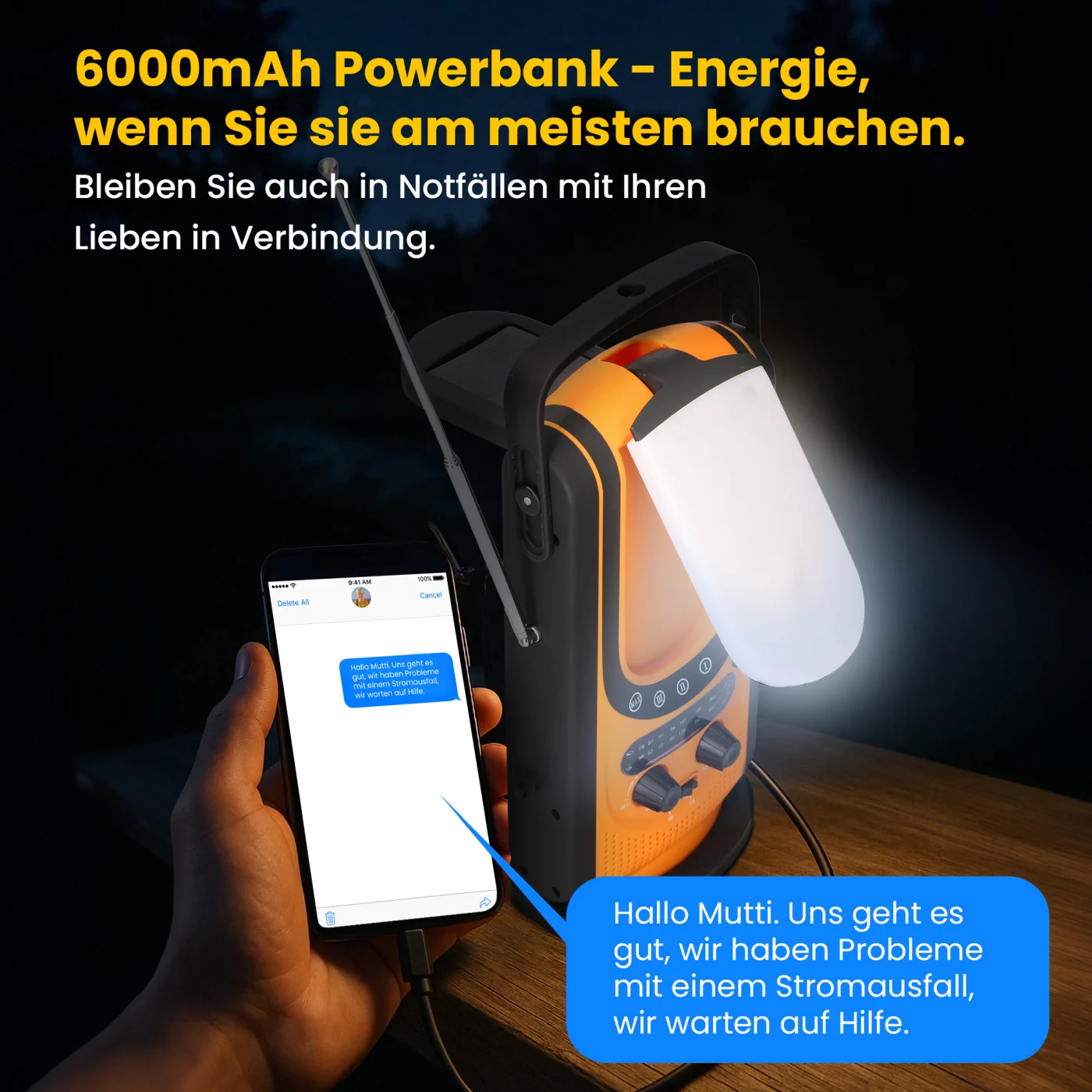 EXTRALINK SOLAR NOTFALLKURBEL RADIO DYNAMO POWERBANK 6000MAH MIT TASCHENLAMPE SOS