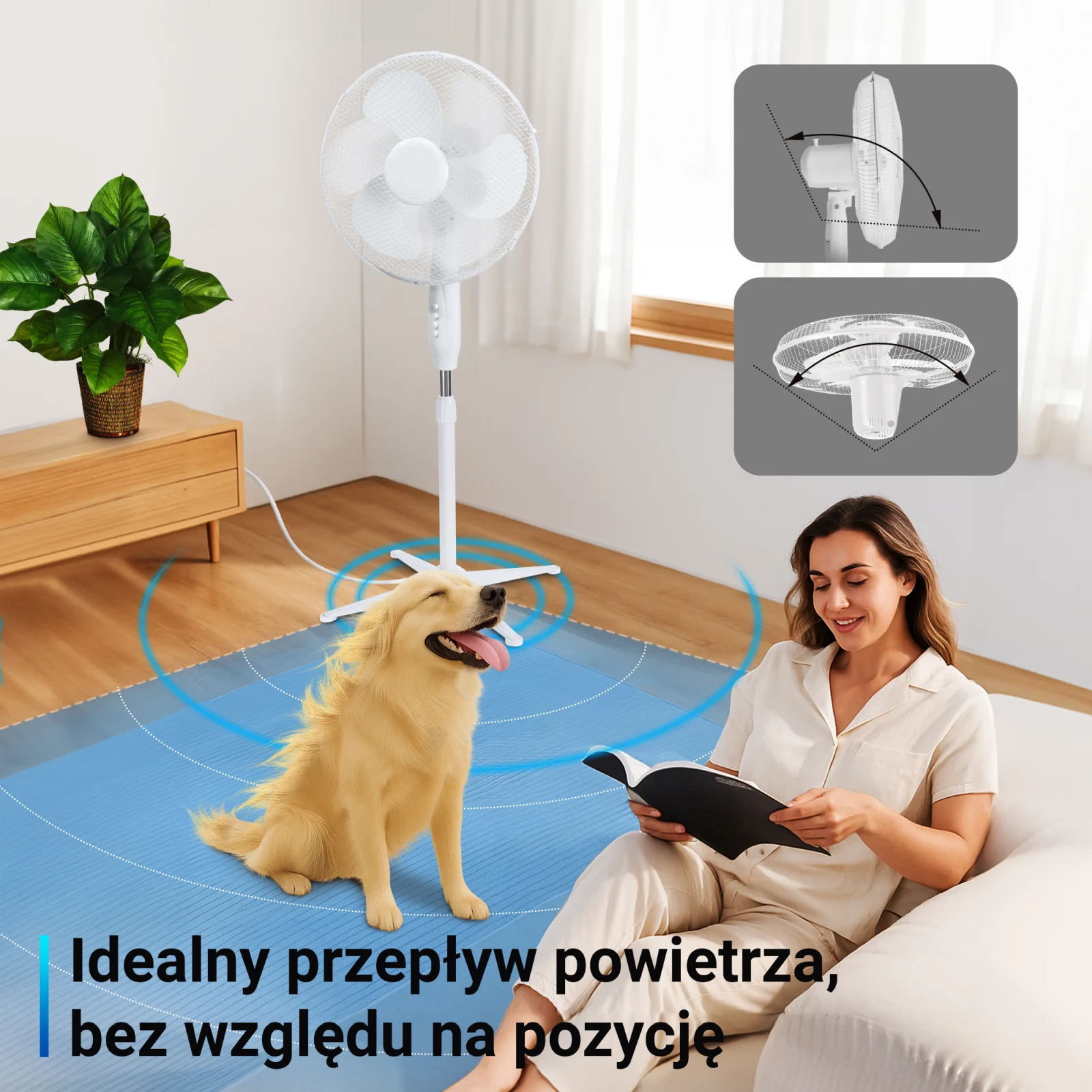 Extralink Breeze ESF-40D-WH Blanco | Ventilador de pie | 3 aspas, 3 velocidades