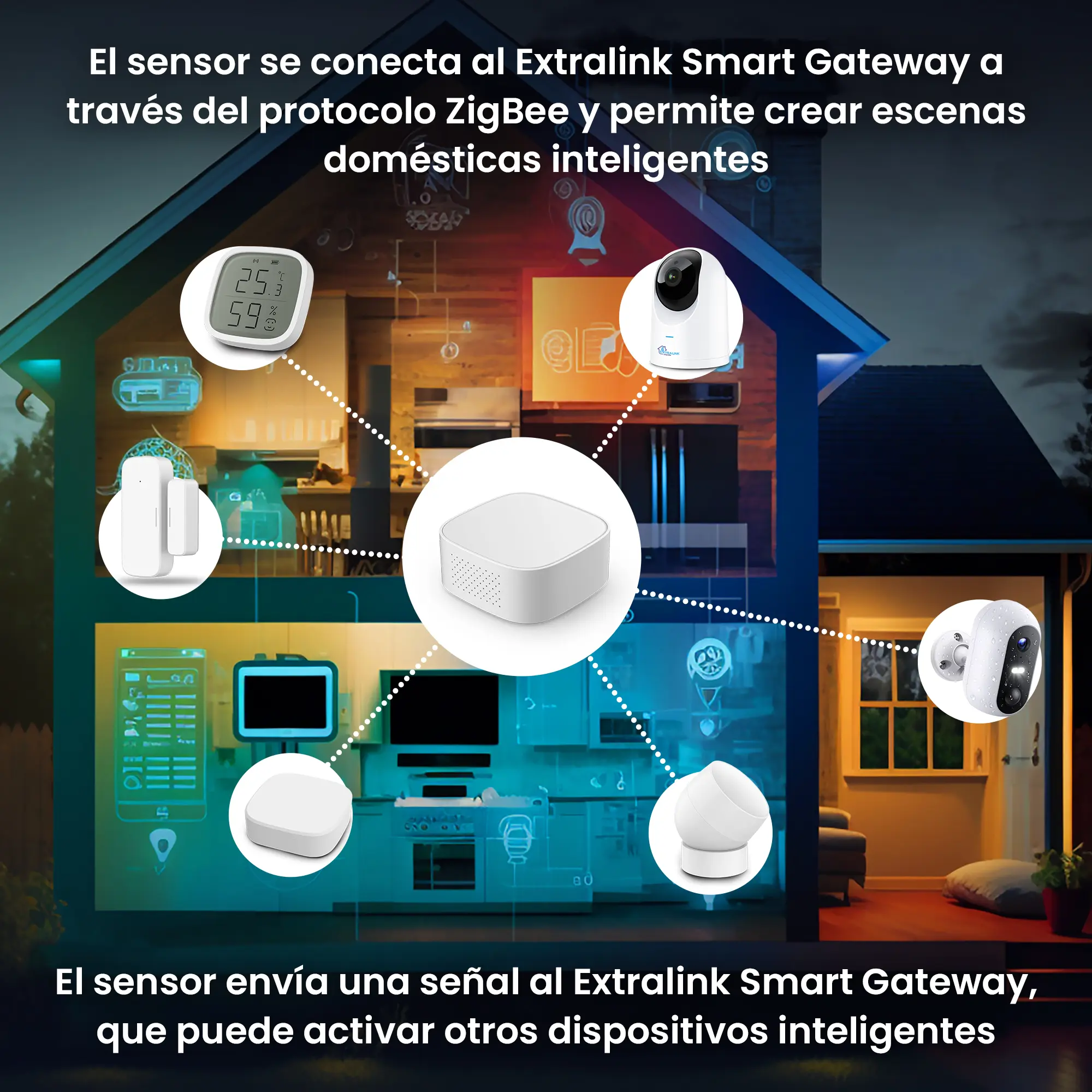 EXTRALINK SMART LIFE SENSOR DE TEMPERATURA Y HUMEDAD batna24