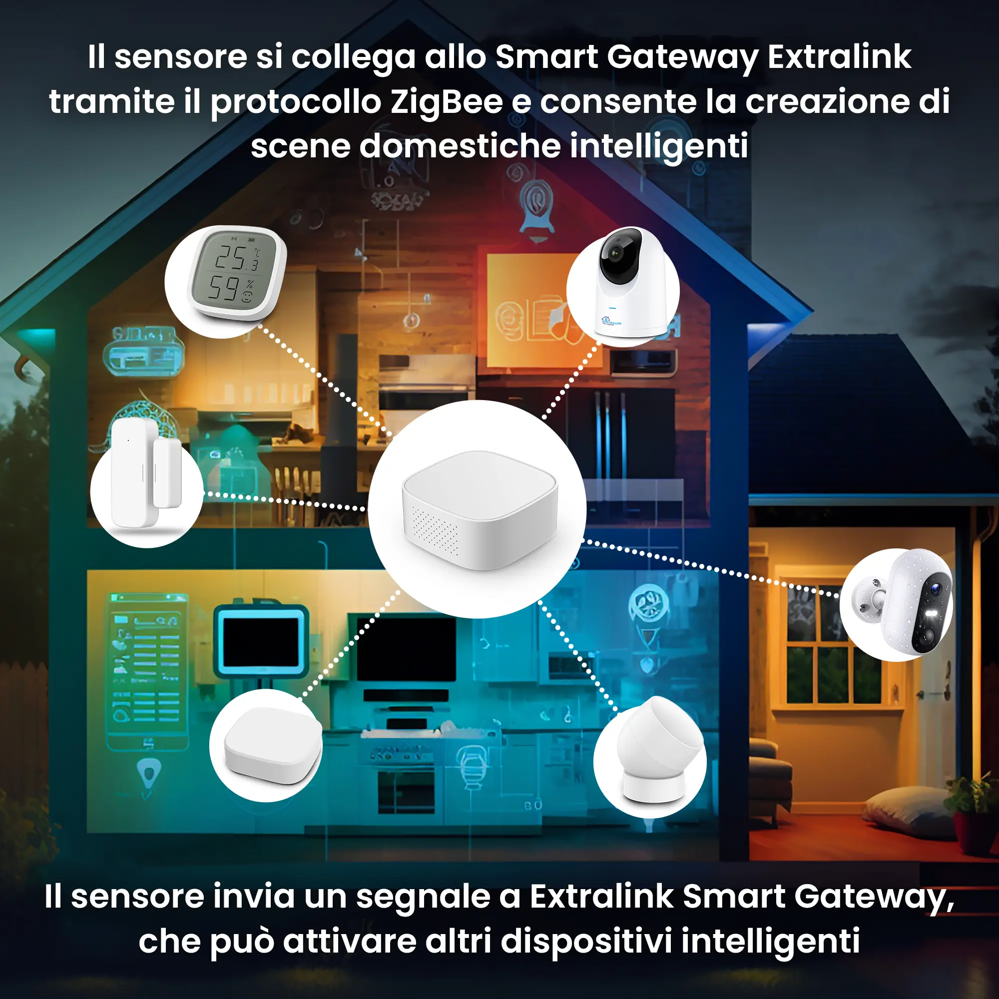 SENSORE DI TEMPERATURA E UMIDITÀ EXTRALINK SMART LIFE batna24