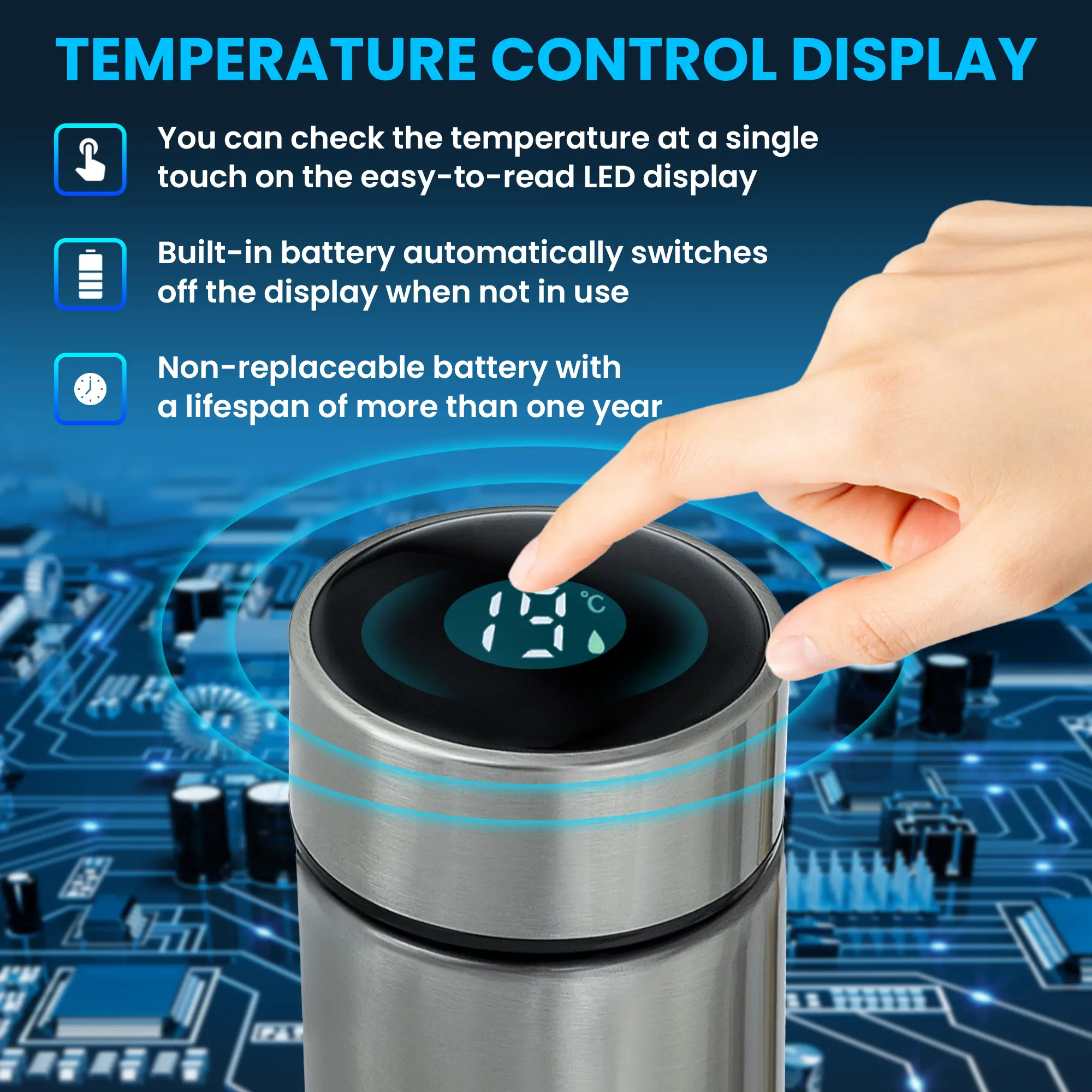 EXTRALINK KUBEK TERMICZNY TERMOS LED BIAŁY batna24