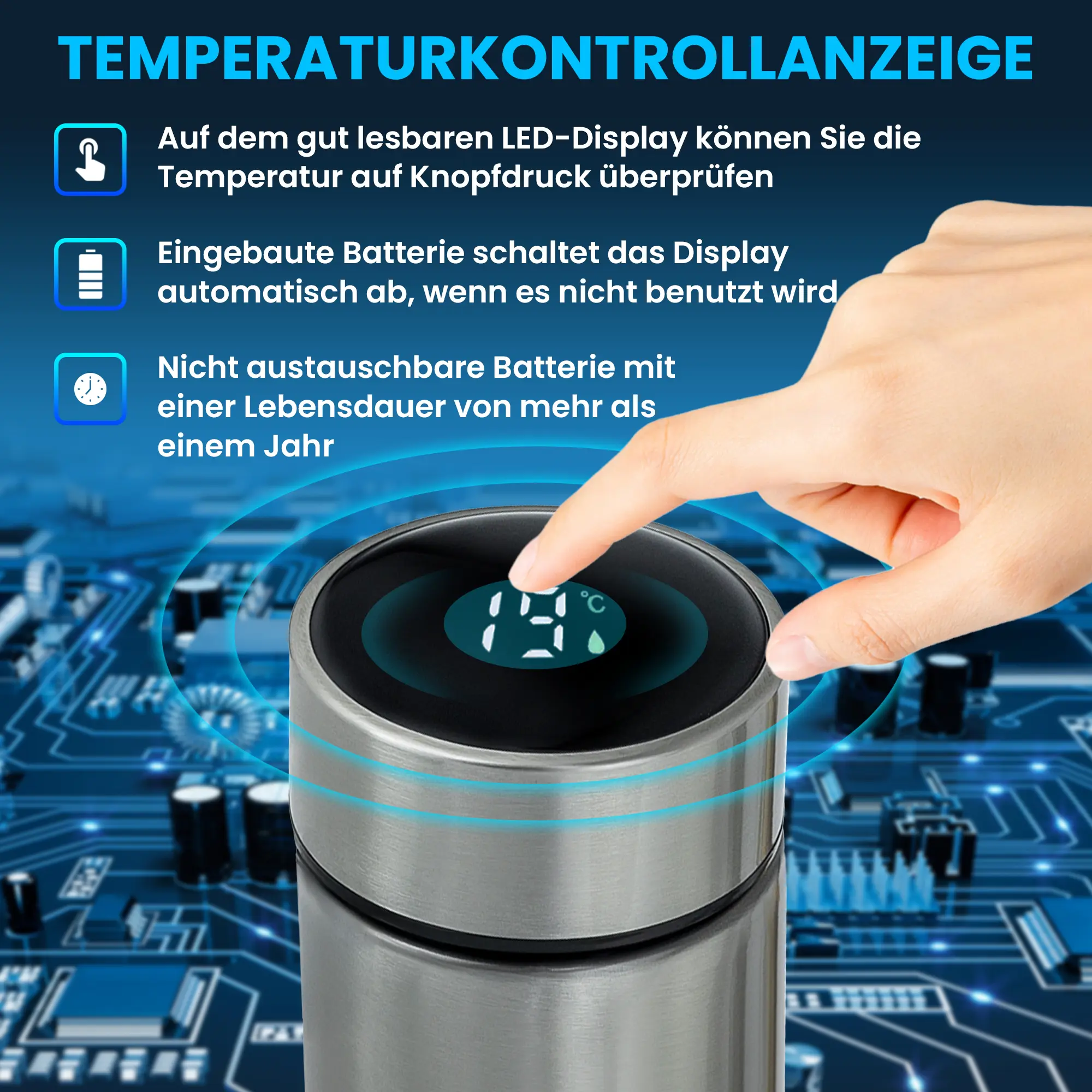 EXTRALINK LED THERMAL MUG WHITE batna24