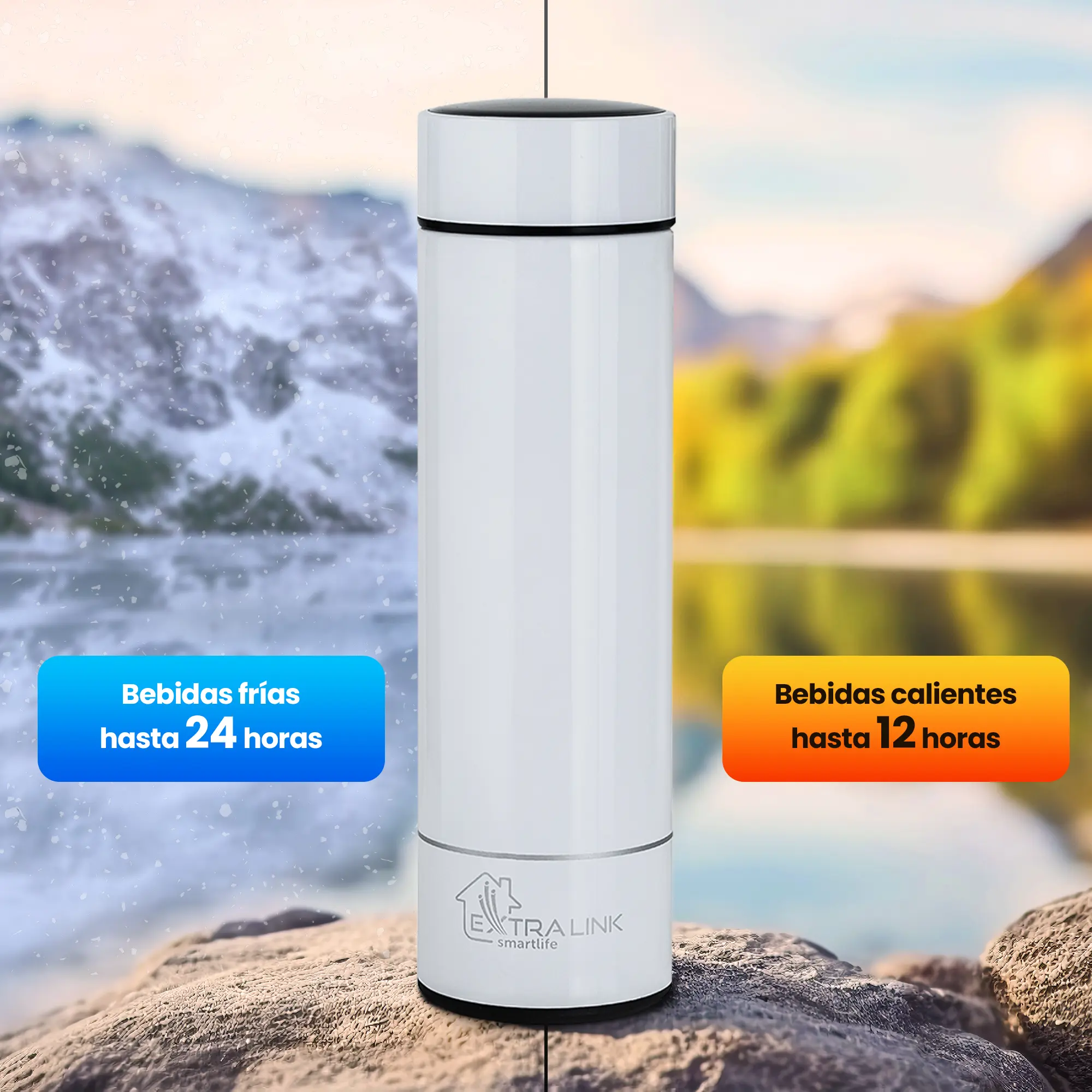 EXTRALINK Taza térmica LED BLANCA batna24
