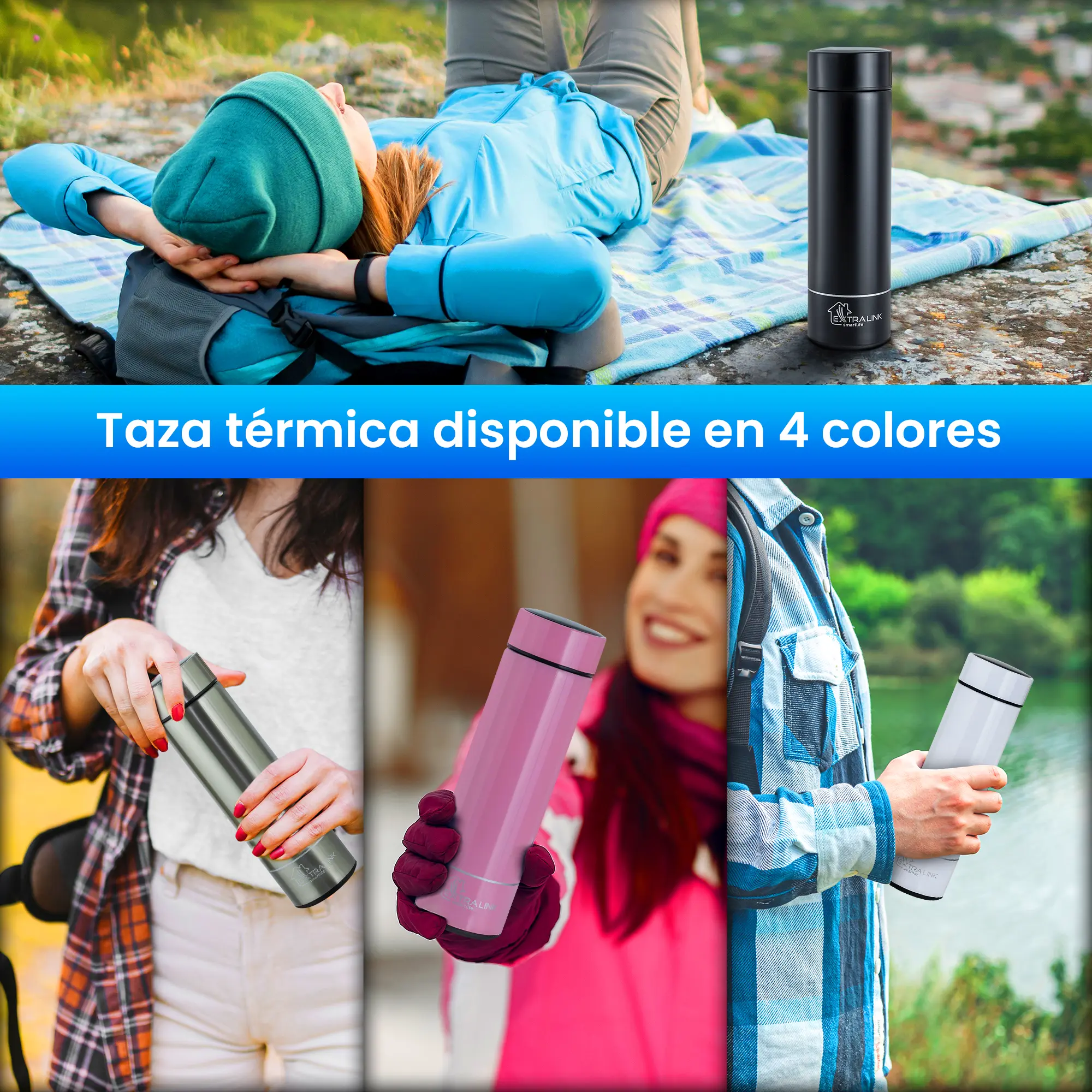 EXTRALINK Taza térmica LED BLANCA batna24