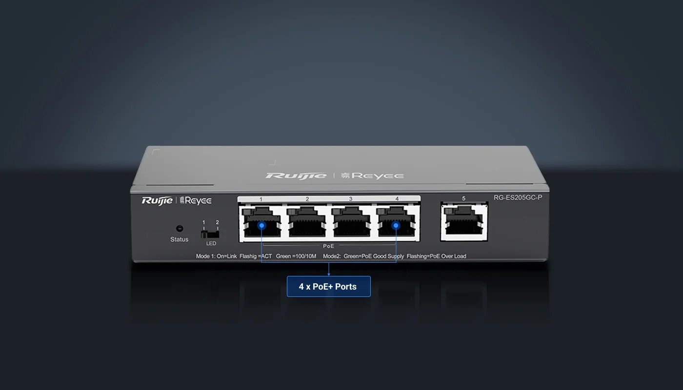 RUIJIE RG-ES205GC-P 5 PORTI GIGABIT SMART CLOUD MANANGED POE SWITCH, 4X POE , 54W batna24