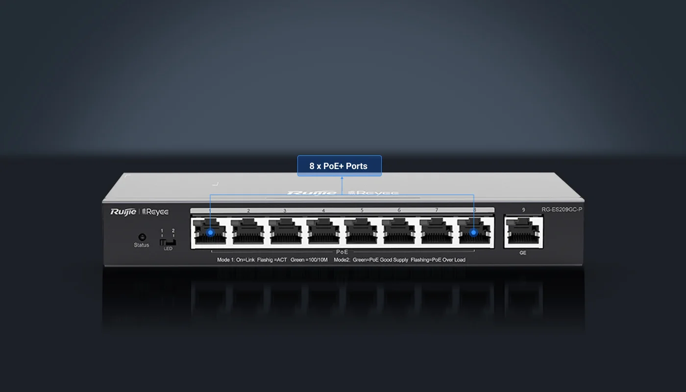RUIJIE RG-ES206GC-P 6 PORTS GIGABIT SMART CLOUD MANANGED POE SWITCH, 4X POE , 2X UPLINK, 54W batna24