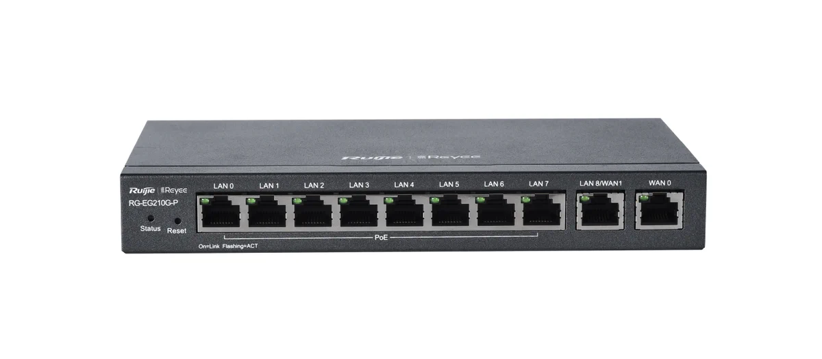 RUIJIE RG-EG210G-P REYEE 10-PORT CLOUD MANAGED POE ROUTER, 10X GE, 8X POE+, 100 USERS, 600MBPS BANDWIDTH, 70W batna24