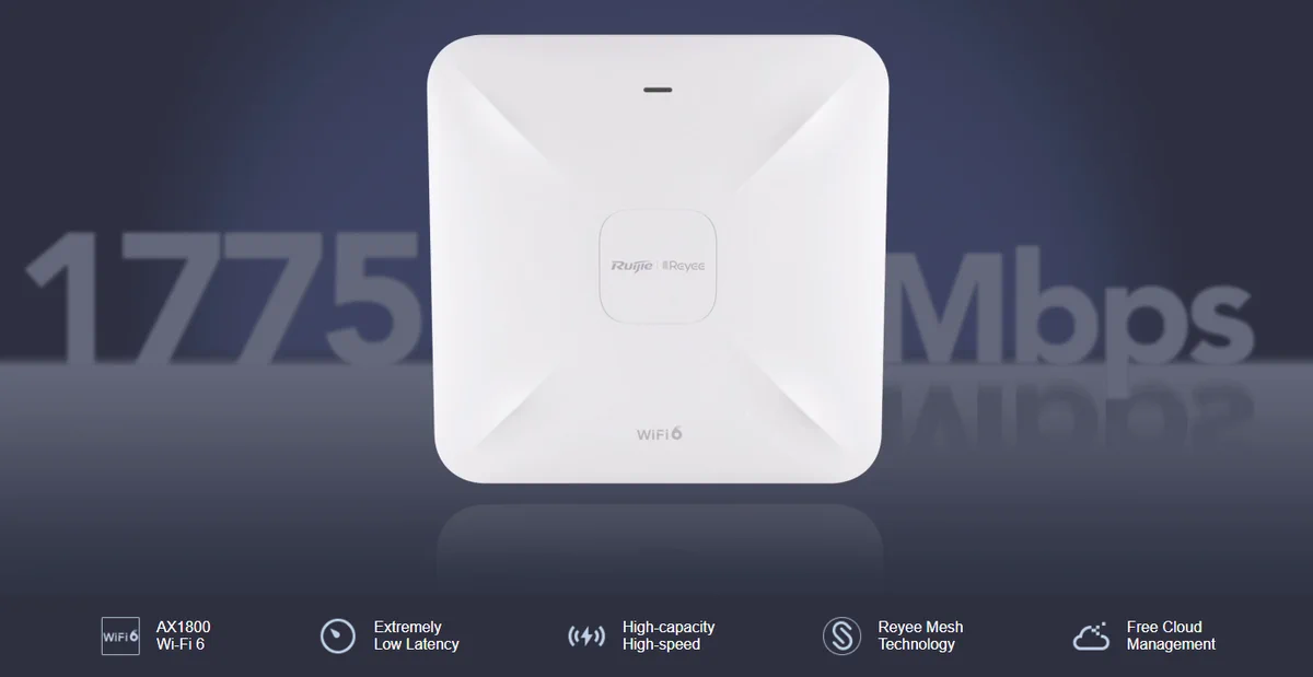 RUIJIE RG-RAP2260(G) REYEE WI-FI 6 AX1800 CEILING ACCESS POINT, 2X GE, 100 CLIENTS batna24