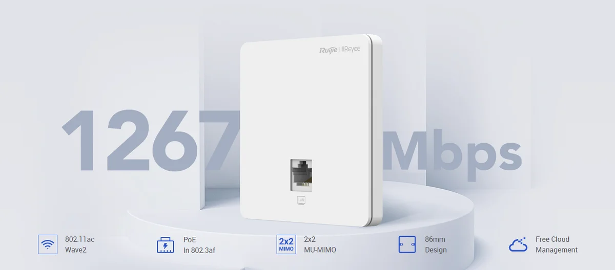 RUIJIE RG-RAP1200(F) REYEE WI-FI 5 1267MBPS WALL-MOUNTED ACCESS POINT, 2X FE batna24