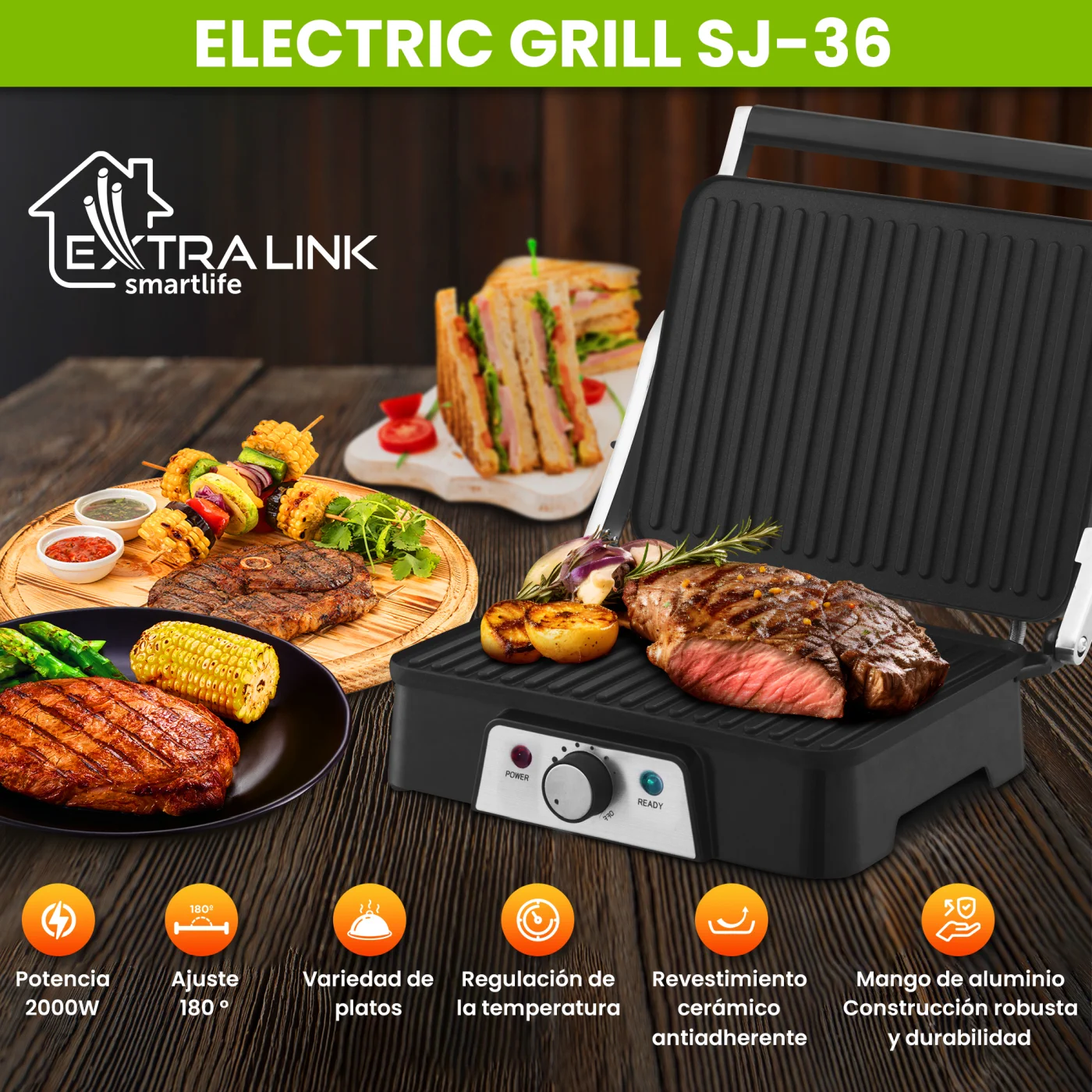 PARILLA ELÉCTRICA EXTRALINK SJ-36