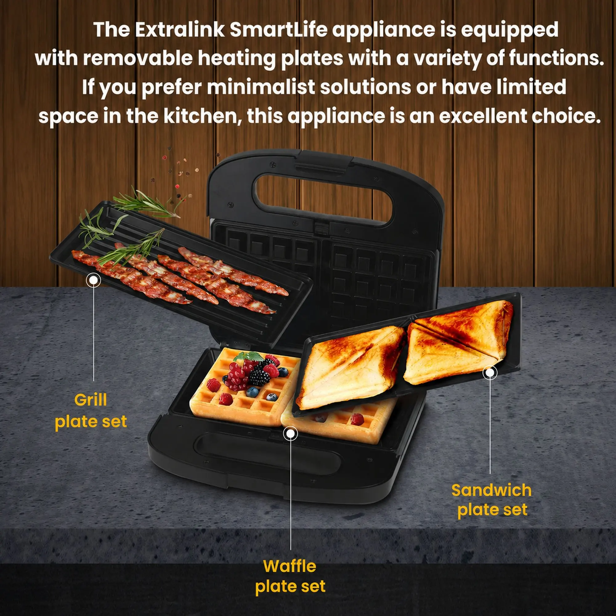 EXTRALINK GRILL SANDWICH & WAFFLE MAKER SJ-37A