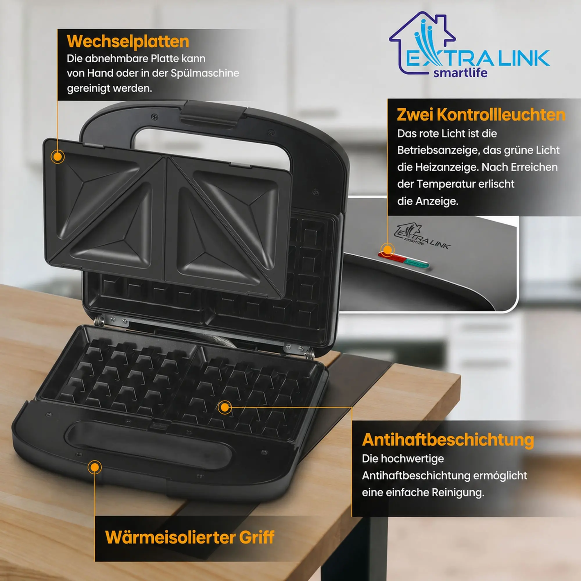 EXTRALINK GRILL SANDWICH & WAFFLE MAKER SJ-37A