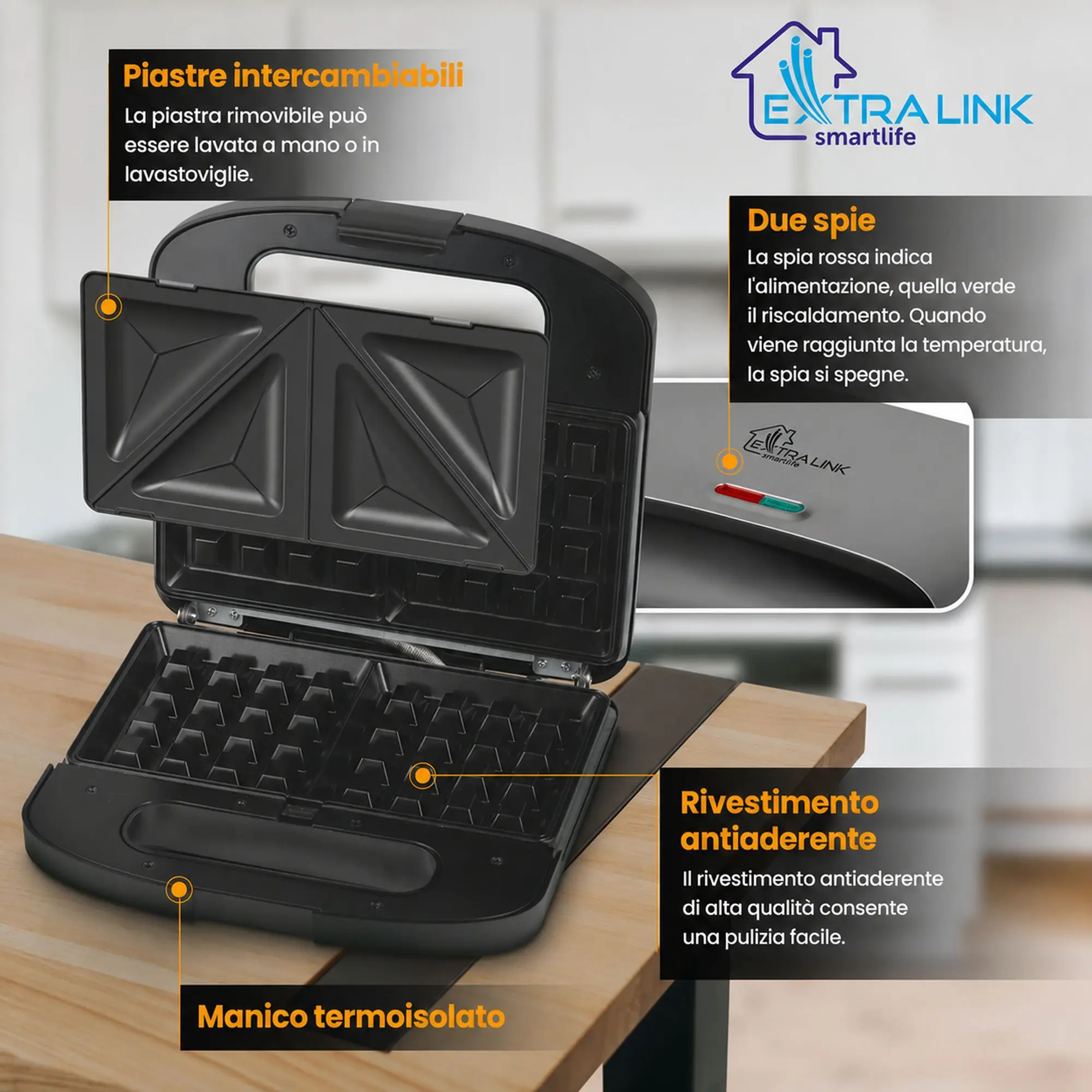 EXTRALINK GRILL SANDWICH & WAFFLE MAKER SJ-37A