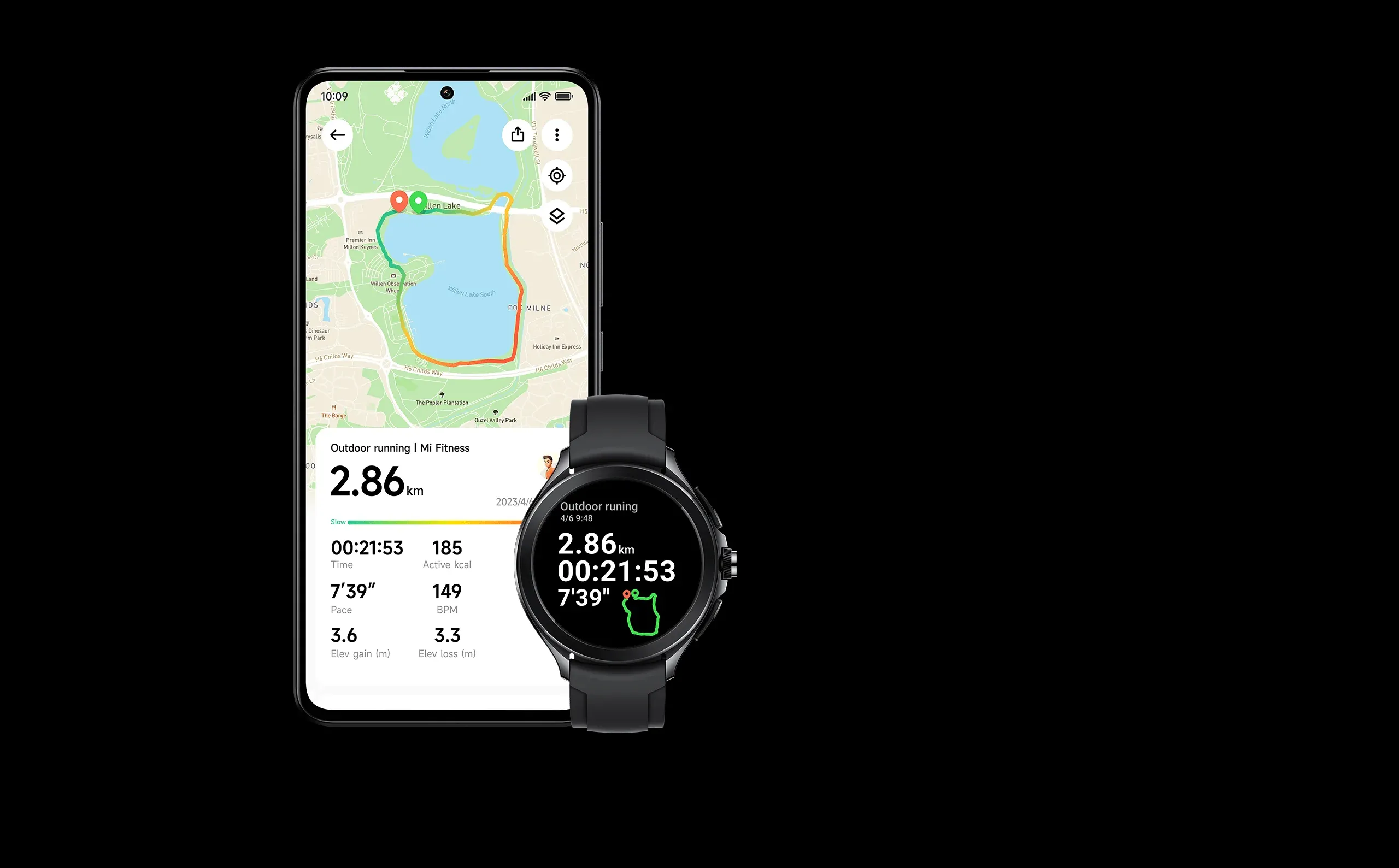 XIAOMI WATCH 2 PRO - 4G LTE SCHWARZES GEHÄUSE MIT SCHWARZEM FLUORKAUTSCHUK ARMBAND, M2233W1