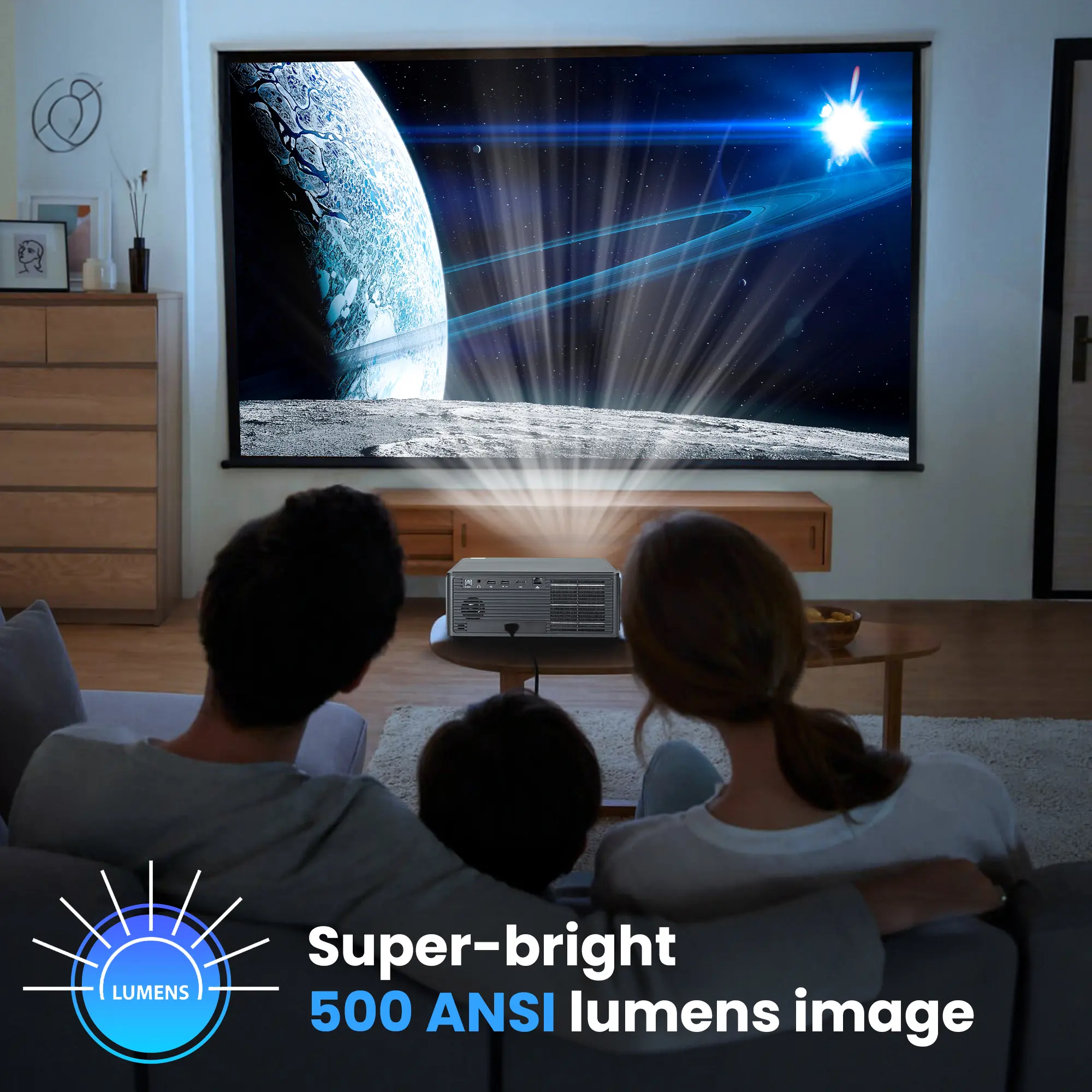 EXTRALINK SMART LIFE VISION LITE, SMART PROJECTOR, 500 ANSI, 1080P, ANDROID 9.0