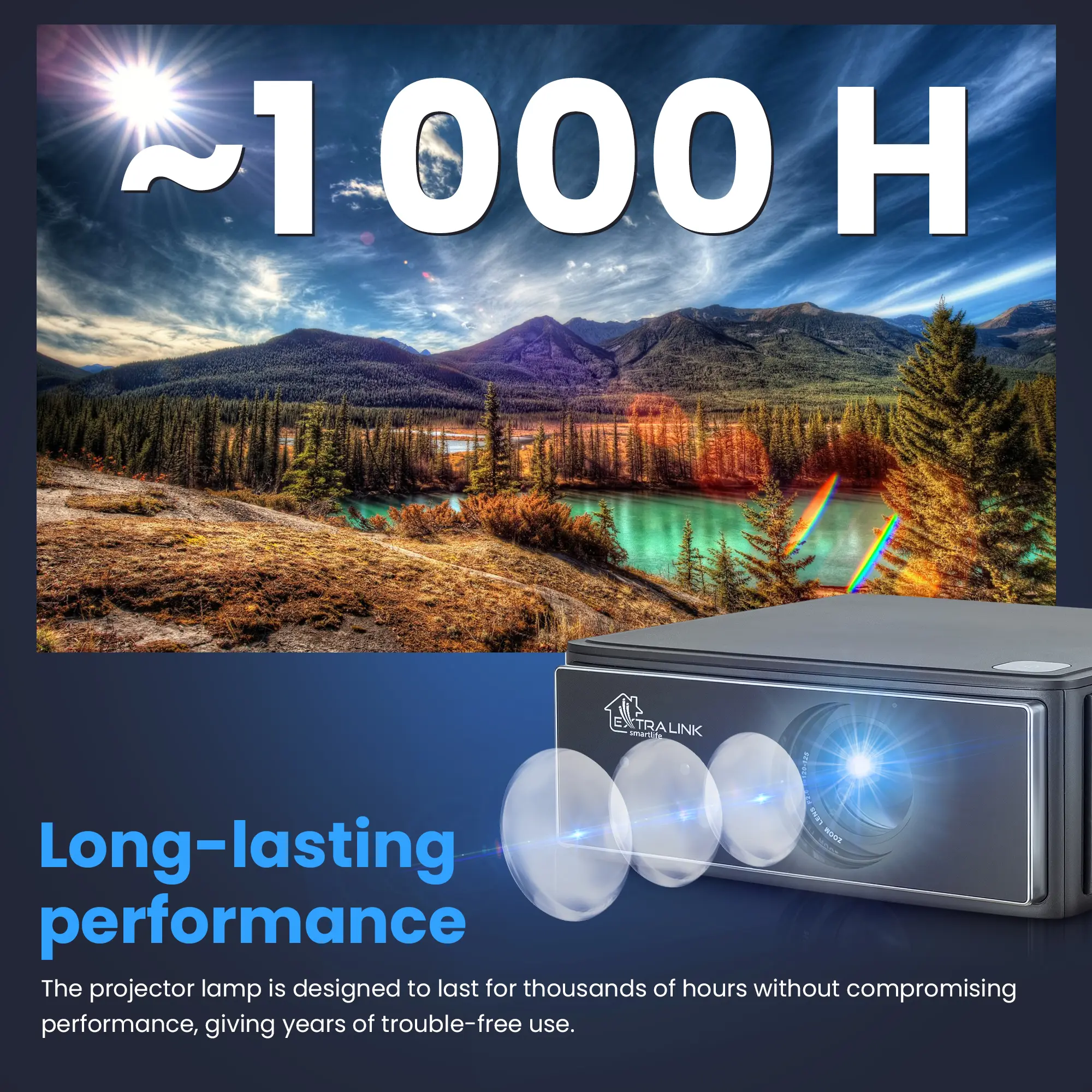 EXTRALINK SMART LIFE VISION LITE, SMART PROJECTOR, 500 ANSI, 1080P, ANDROID 9.0