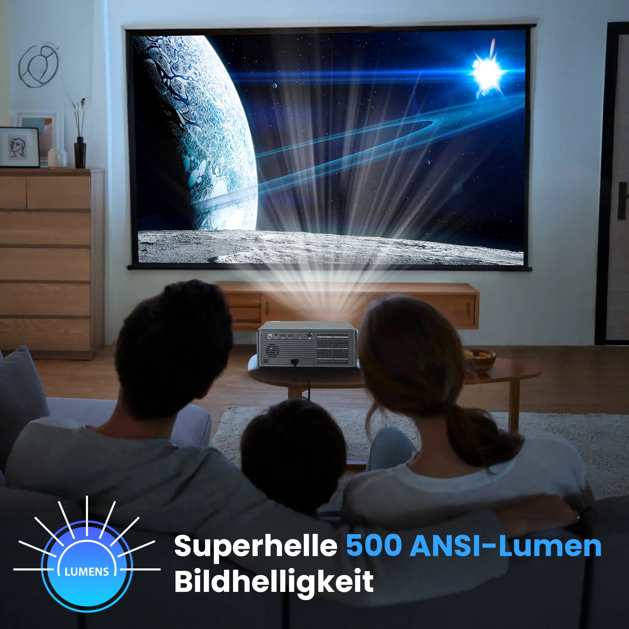 EXTRALINK SMART LIFE VISION LITE, INTELLIGENTER PROJEKTOR, 500 ANSI, 1080P, ANDROID 9.0
