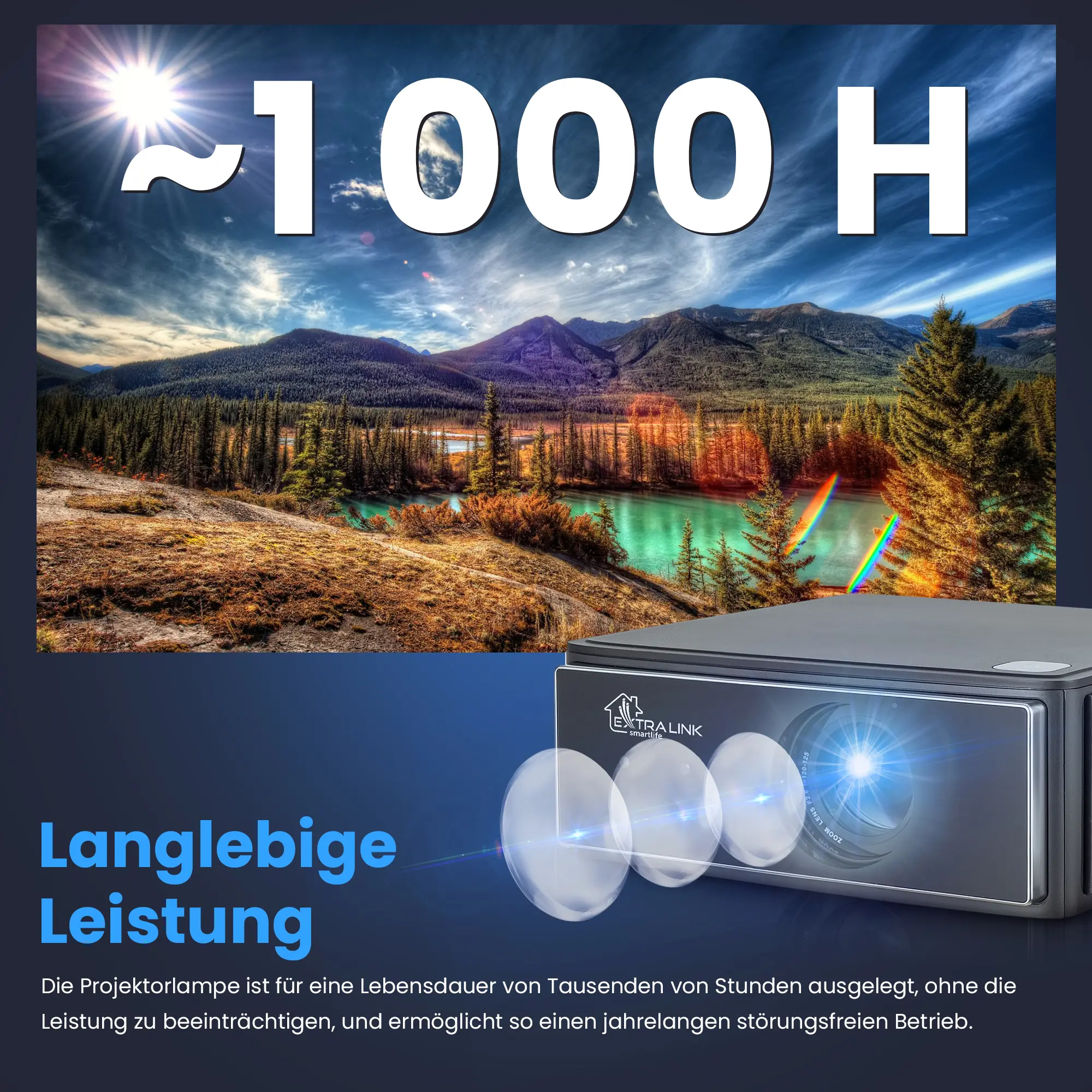 EXTRALINK SMART LIFE VISION LITE, INTELLIGENTER PROJEKTOR, 500 ANSI, 1080P, ANDROID 9.0