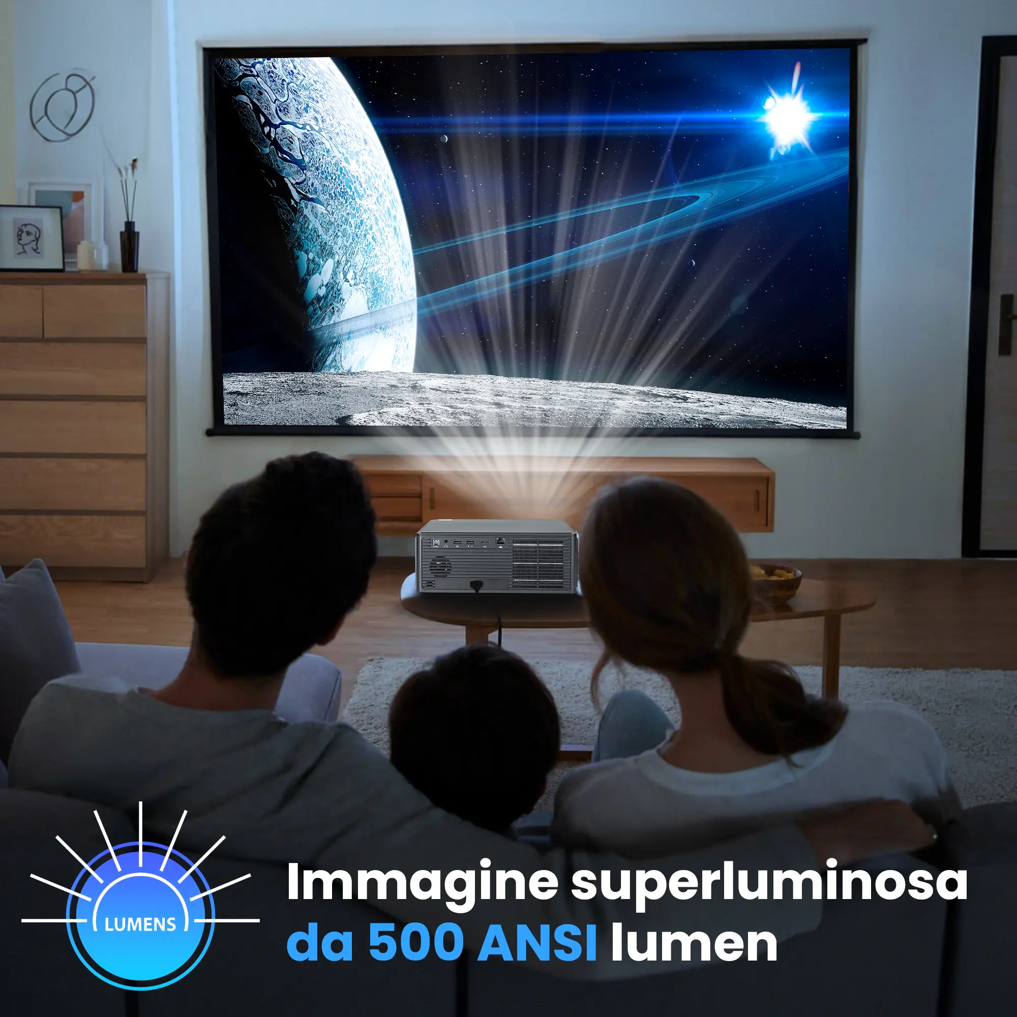 EXTRALINK SMART LIFE VISION LITE, PROIETTORE INTELLIGENTE, 500 ANSI, 1080P, ANDROID 9.0