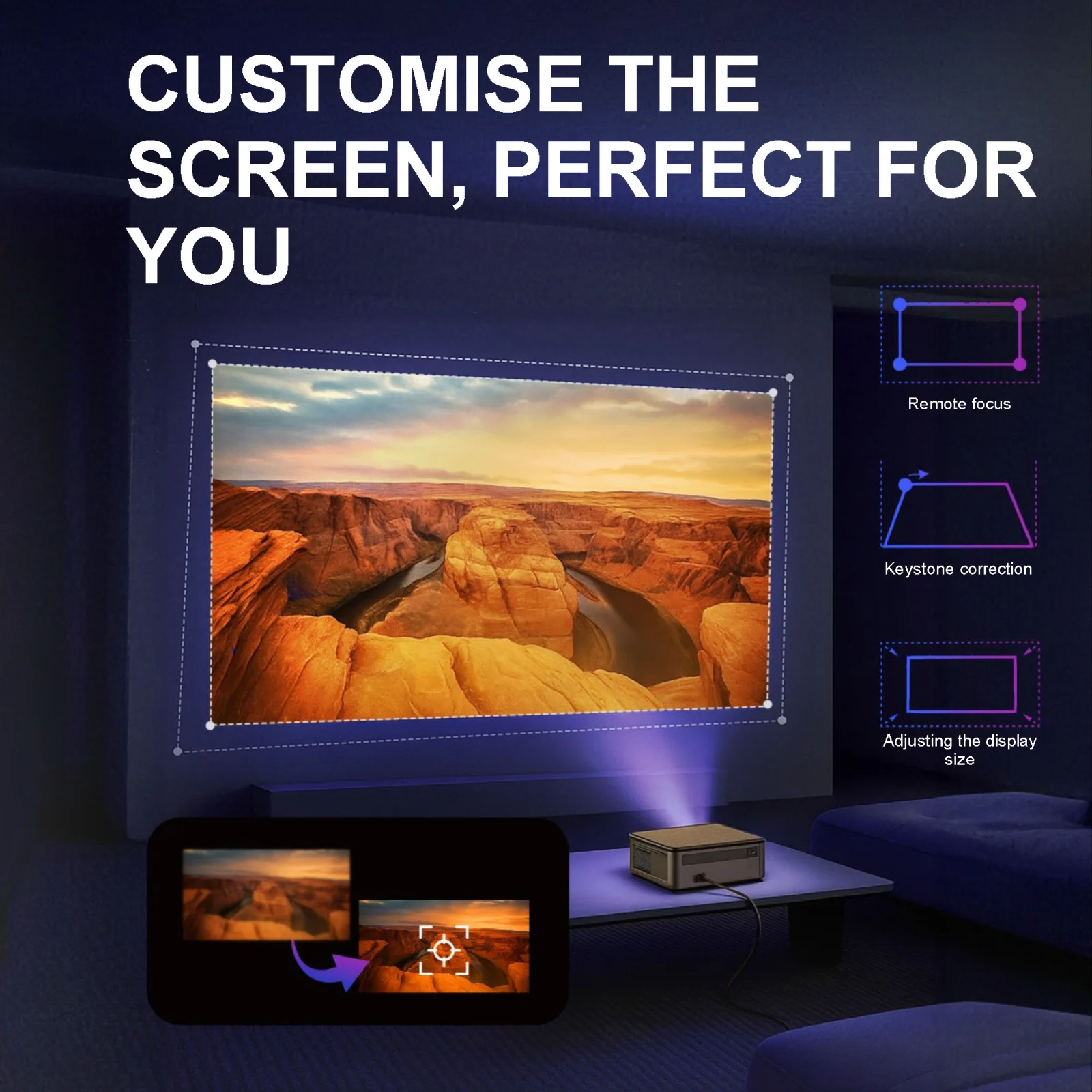 extralink vision pro projector displaying image on screen