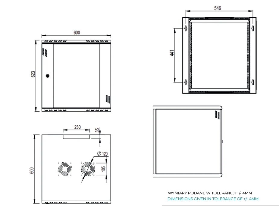 ARMARIO RACK MURAL EXTRALINK PREMIUM 12U 600X600 NEGRO