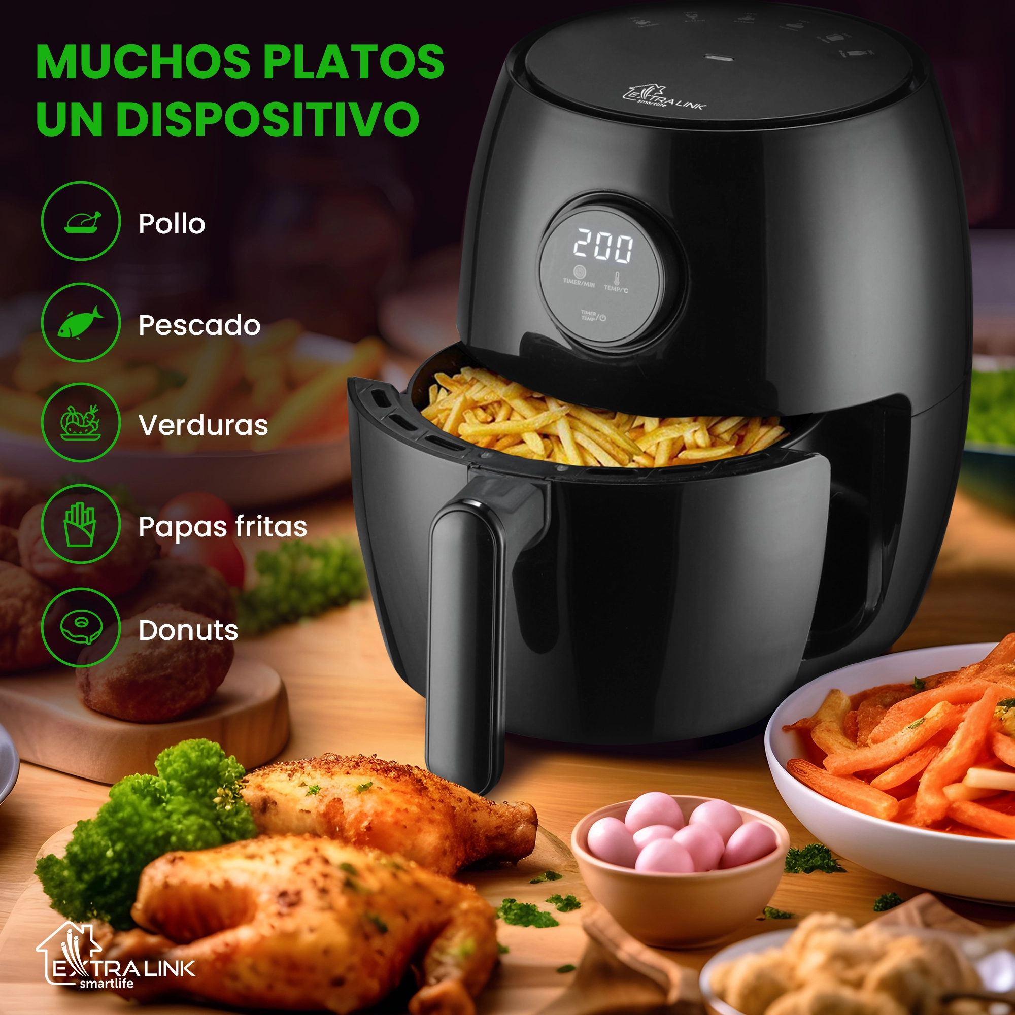 Extralink Smart Life Air Fryer SJ-200 2L EU | Freidora | 1000W
