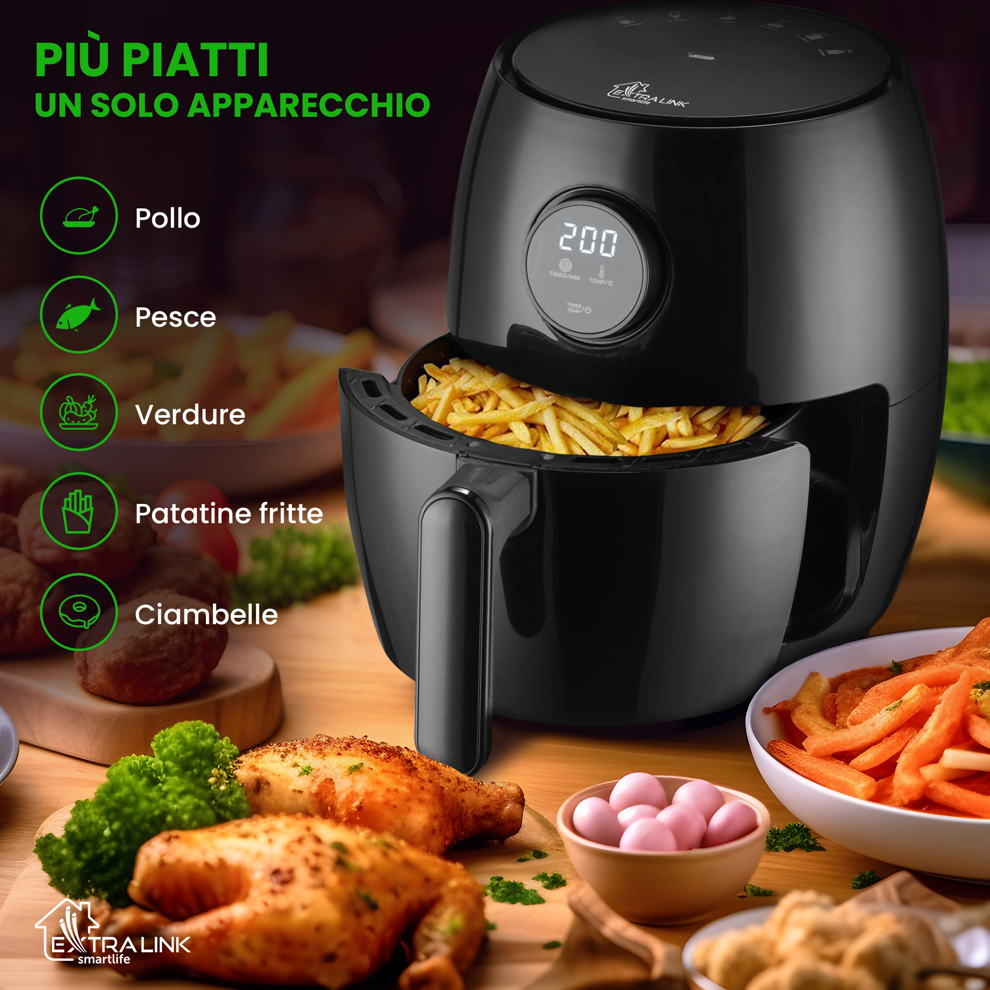 Extralink Smart Life Air Fryer SJ-200 2L EU | Friggitrice | 1000W