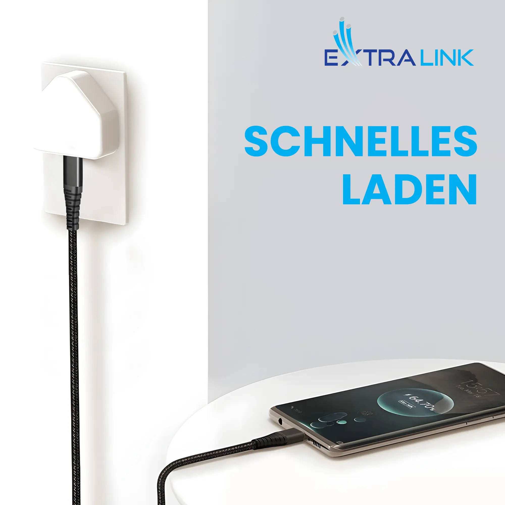 Extralink Smart Life USB Typ-C zu Lightning Kabel geflochten Schwarz