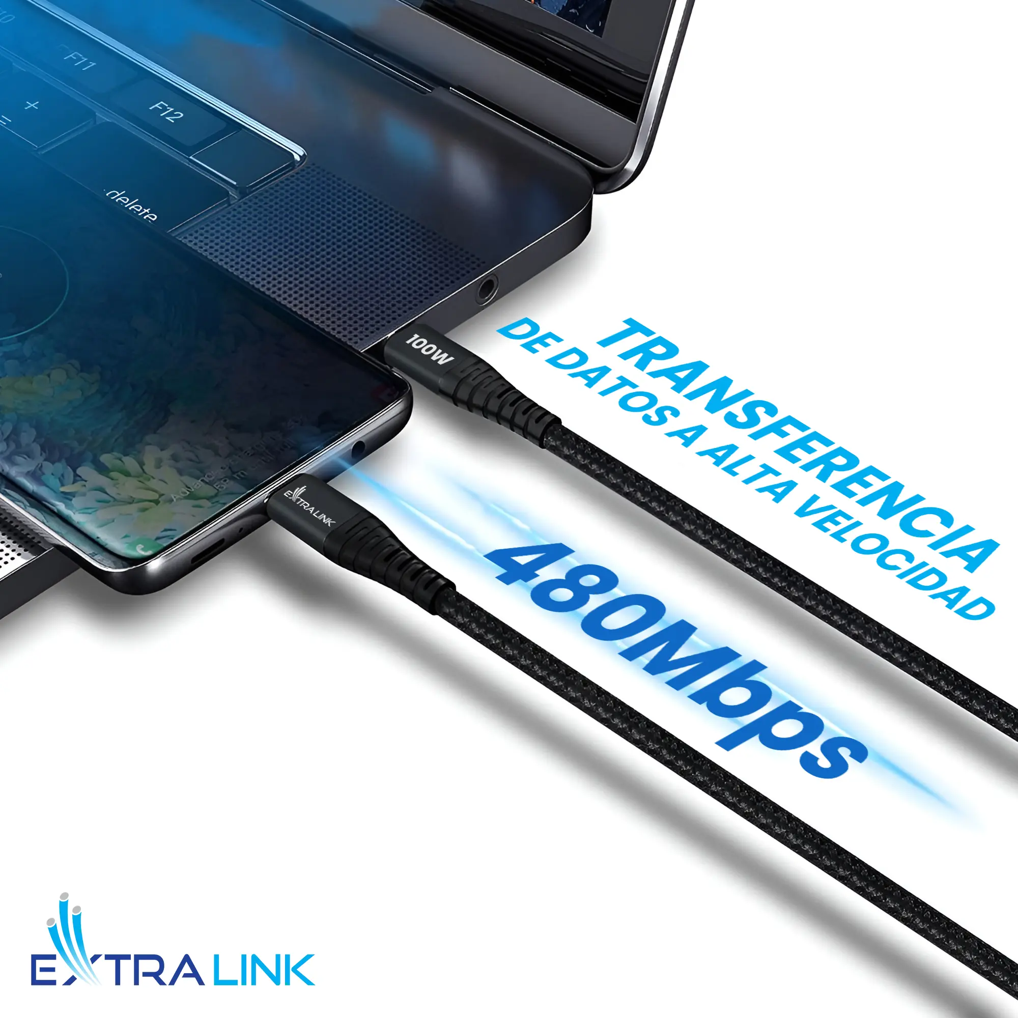 Cable Extralink Smart Life USB Type-C a Lightning trenzado negro