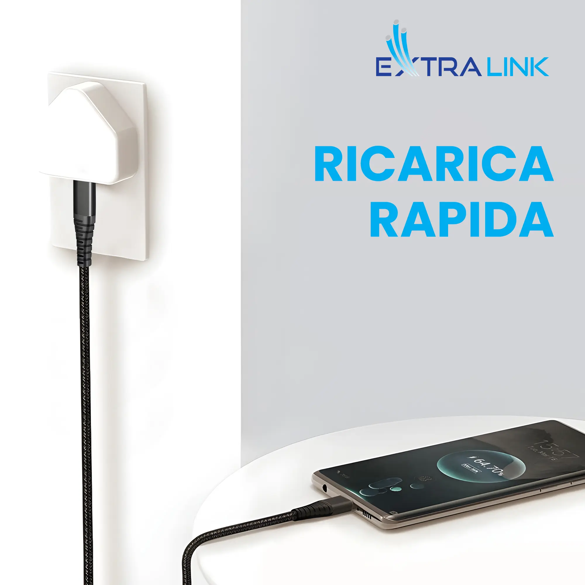Extralink Smart Life Cavo da USB Type-C a Lightning intrecciato nero