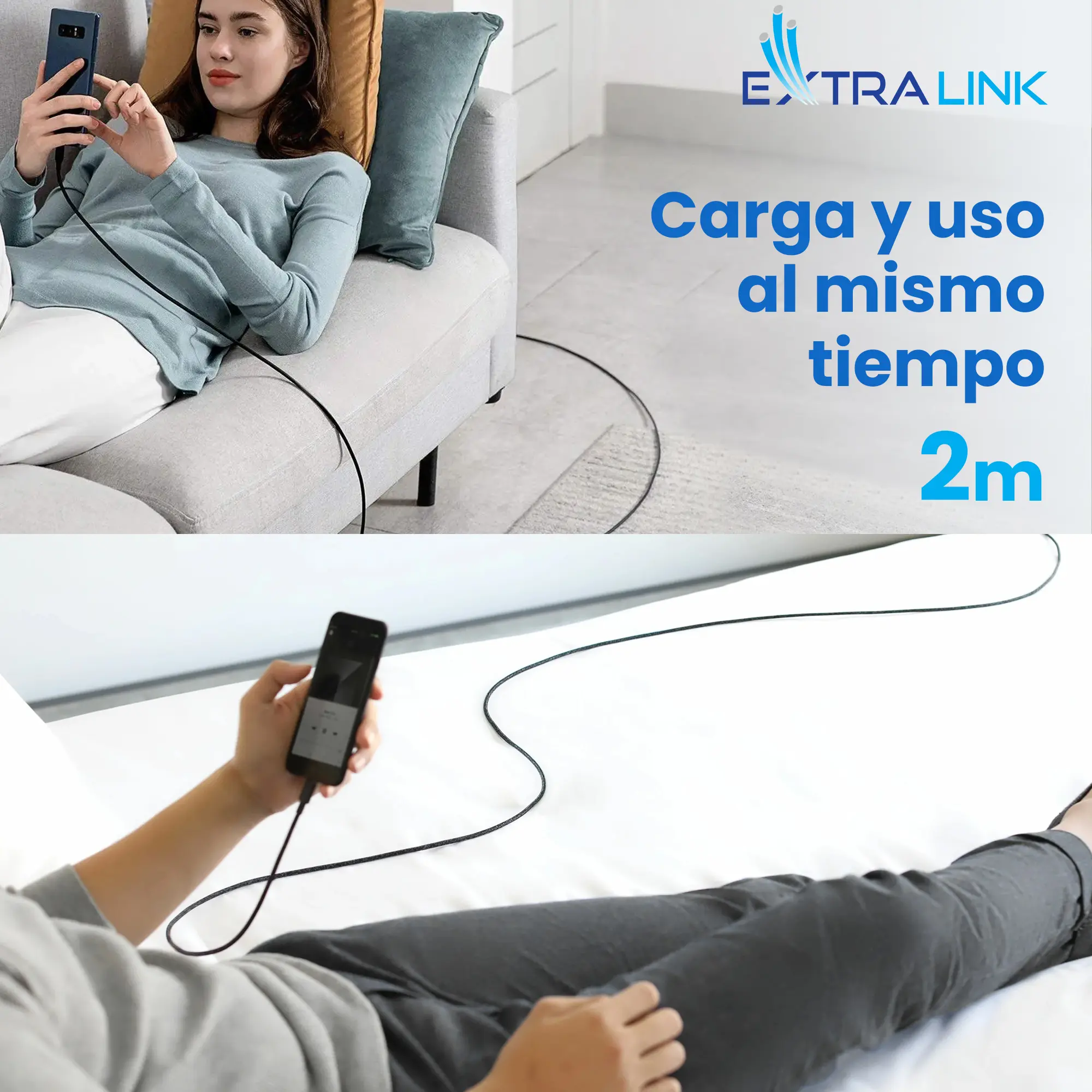 Cable Extralink-Smart-Life-USB-Tipo-C-a-Tipo-C trenzado-negro-con-display-LED
