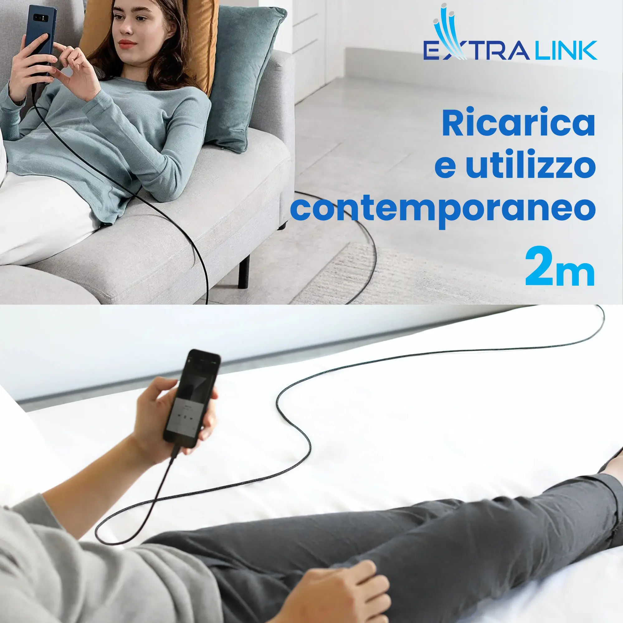 Extralink-Smart-Life-USB-tipo-C-a-tipo-cavo intrecciato-nero-con-display-LED