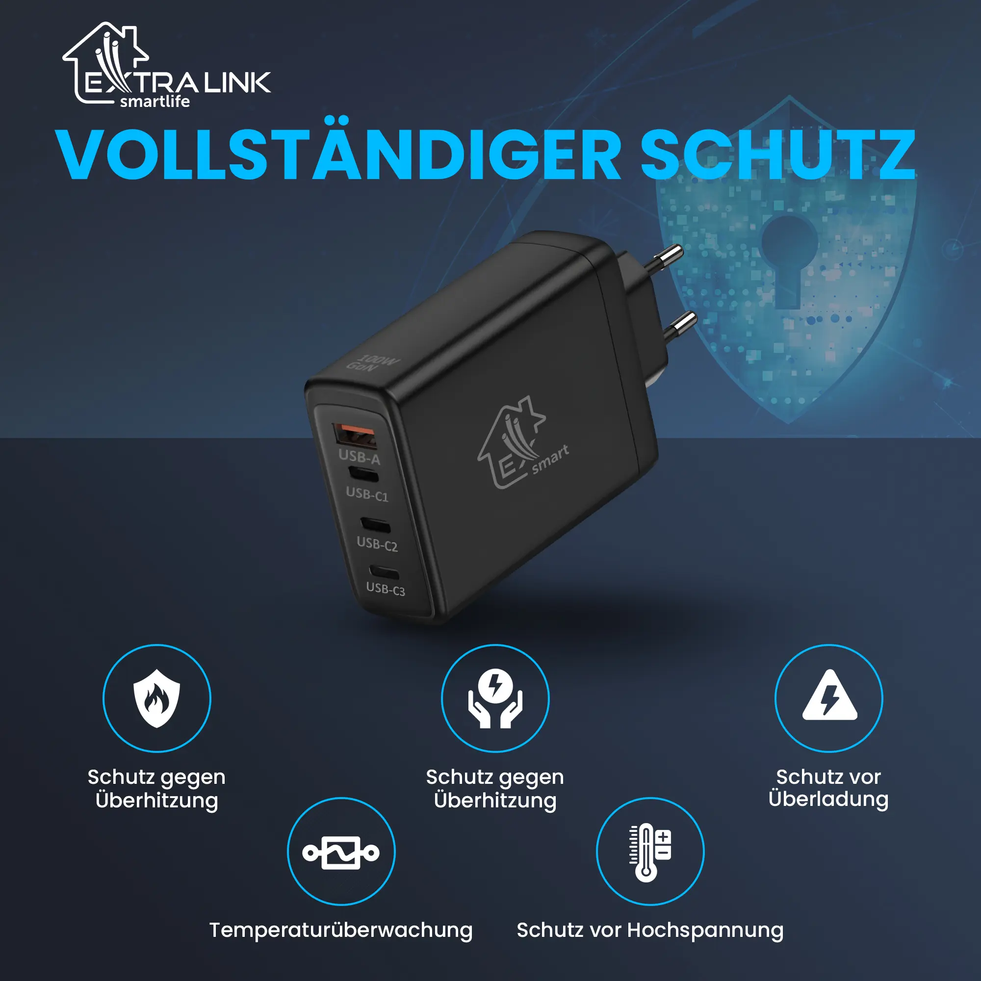 Extralink-Smart-Life-Schnell-Ladeger&auml;t-100W-GaN