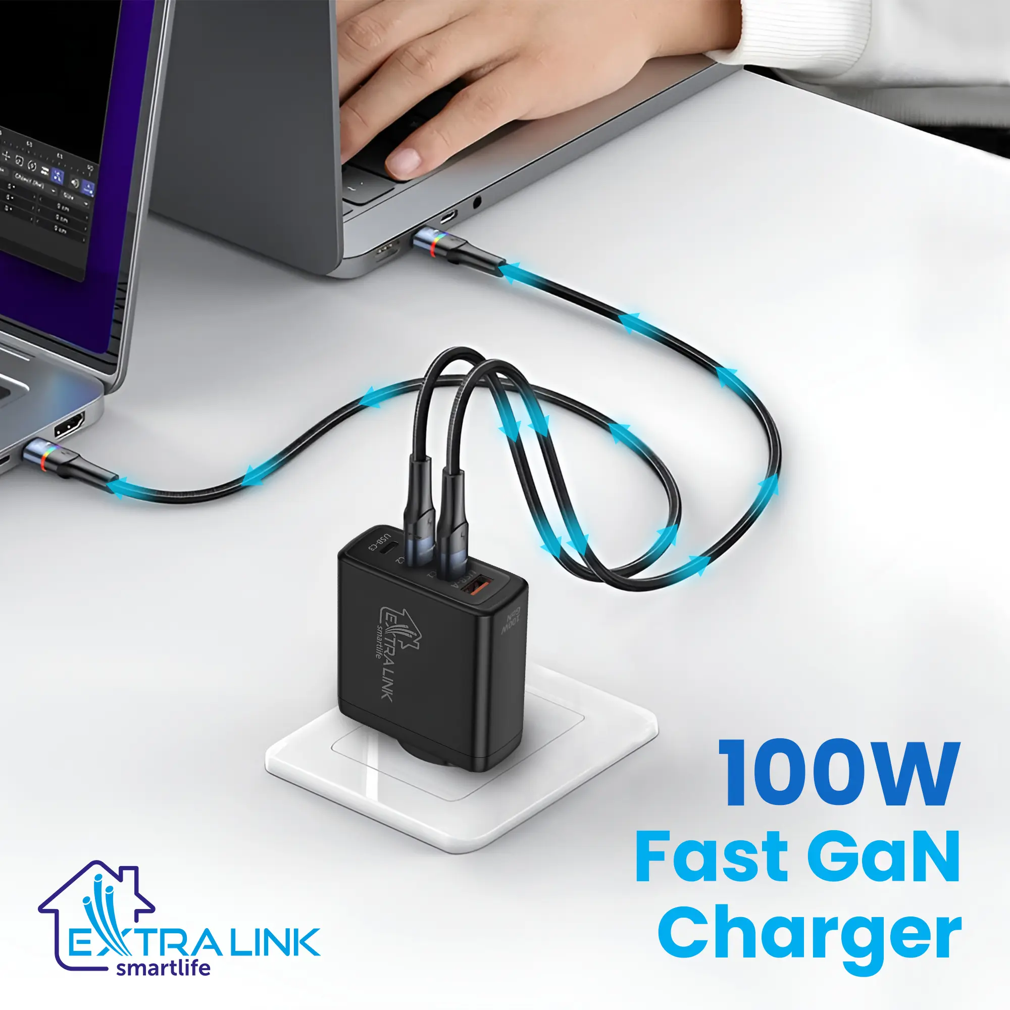 Cargador rápido Extralink-Smart-Life-100W-GaN