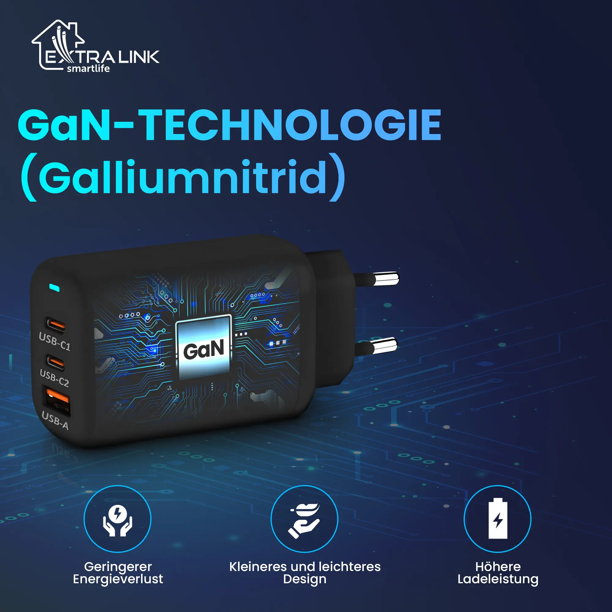 Extralink-Smart-Life-Schnell-Ladegerät-65W-GaN