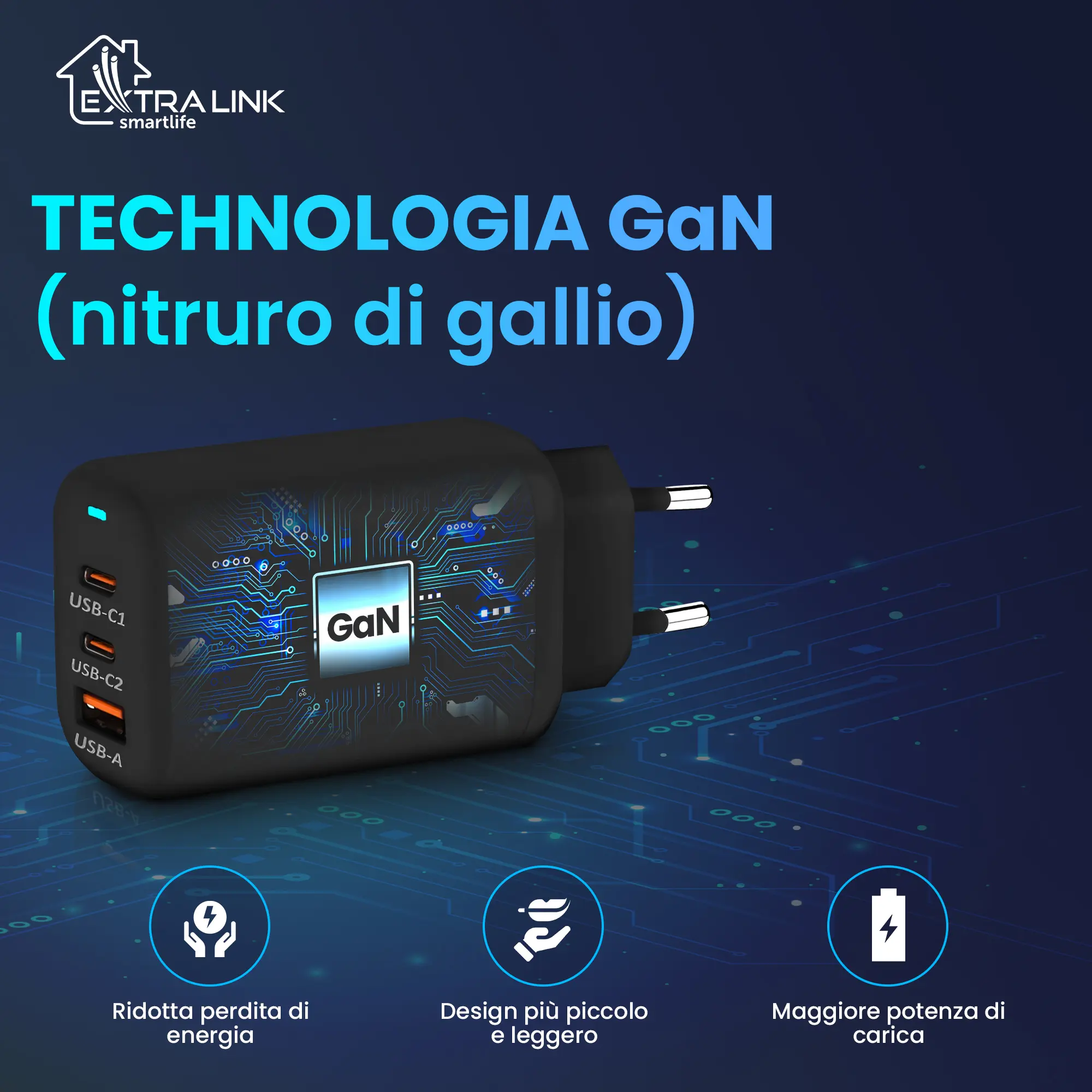 Extralink-Smart-Life-Caricatore rapido-65W-GaN