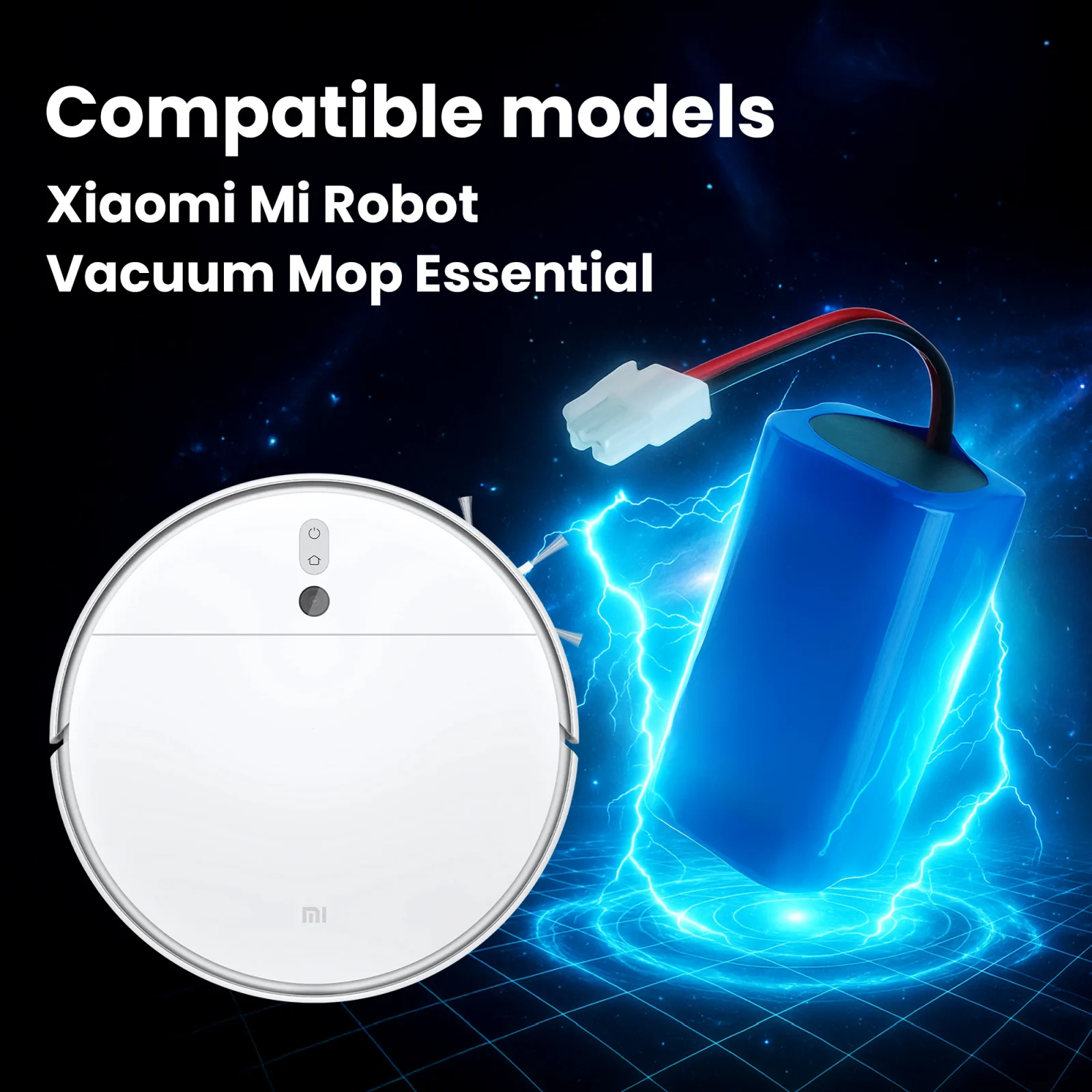 xiaomi robotlar ve sol xiaomi temizlik robotu için yedek pil üstten görünüm