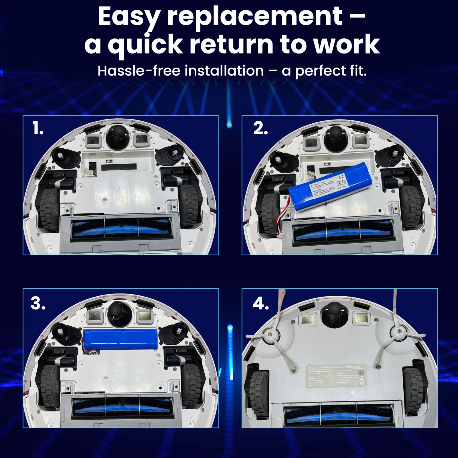 xiaomi̇ temi̇zli̇k robotunun pi̇li̇ni̇ deği̇şti̇rmek i̇çi̇n dört adim