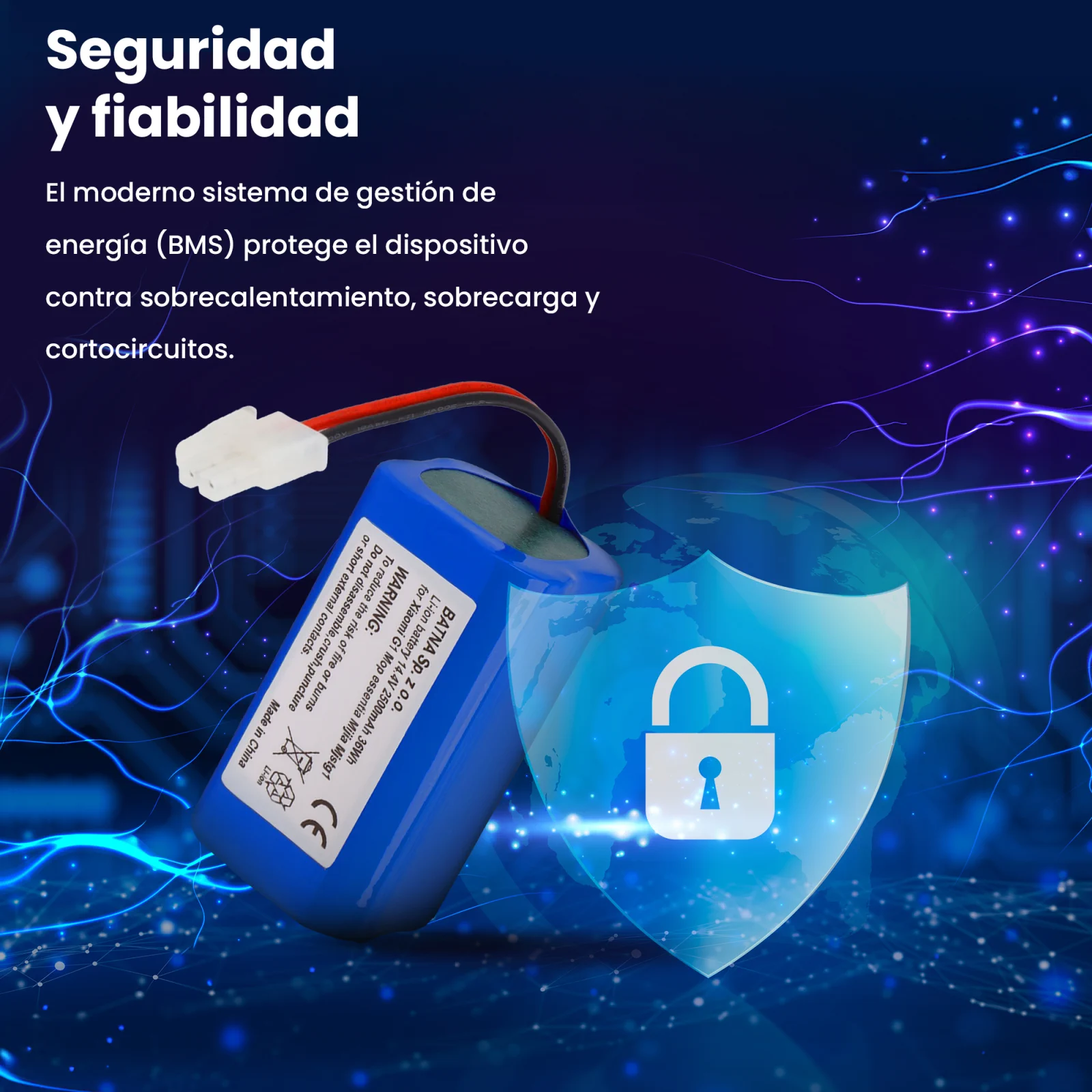 visualización de la batería y el escudo de seguridad del robot xiaomi