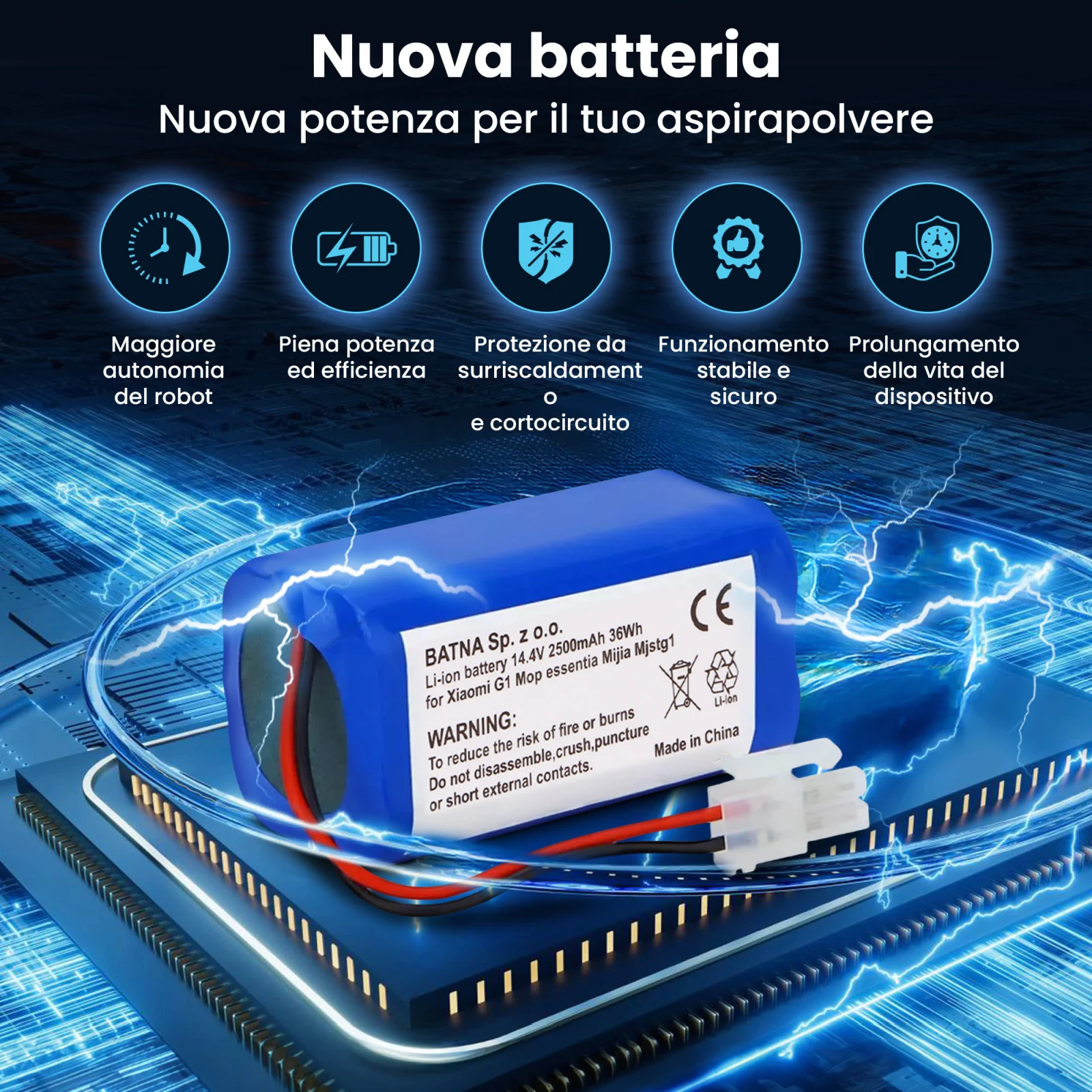 visualizzazione della batteria di xiaomi hoover sul processore