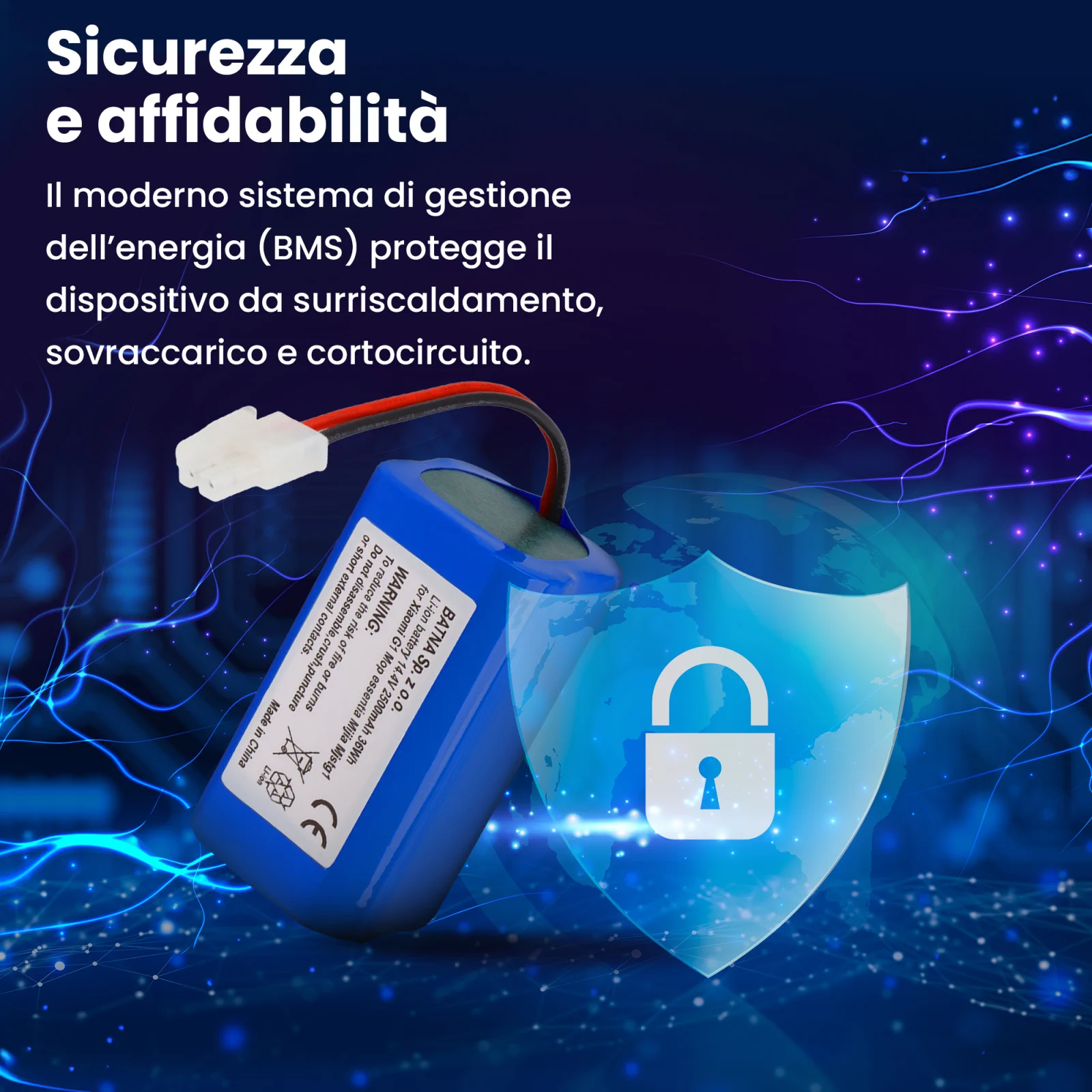 visualizzazione della batteria e dello scudo di sicurezza del robot xiaomi