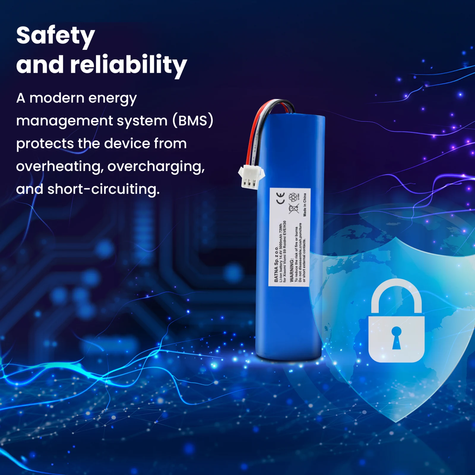 visualizzazione della batteria del robot roidmi xclea e dello scudo di sicurezza