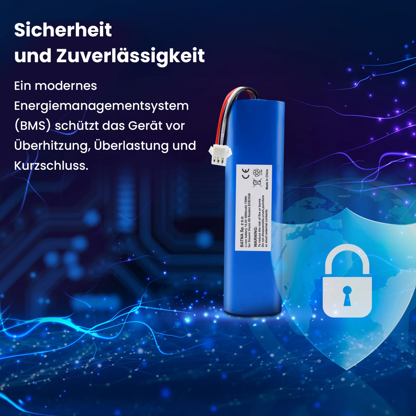 visualisierung der roidmi xclea roboter batterie und schutzschild