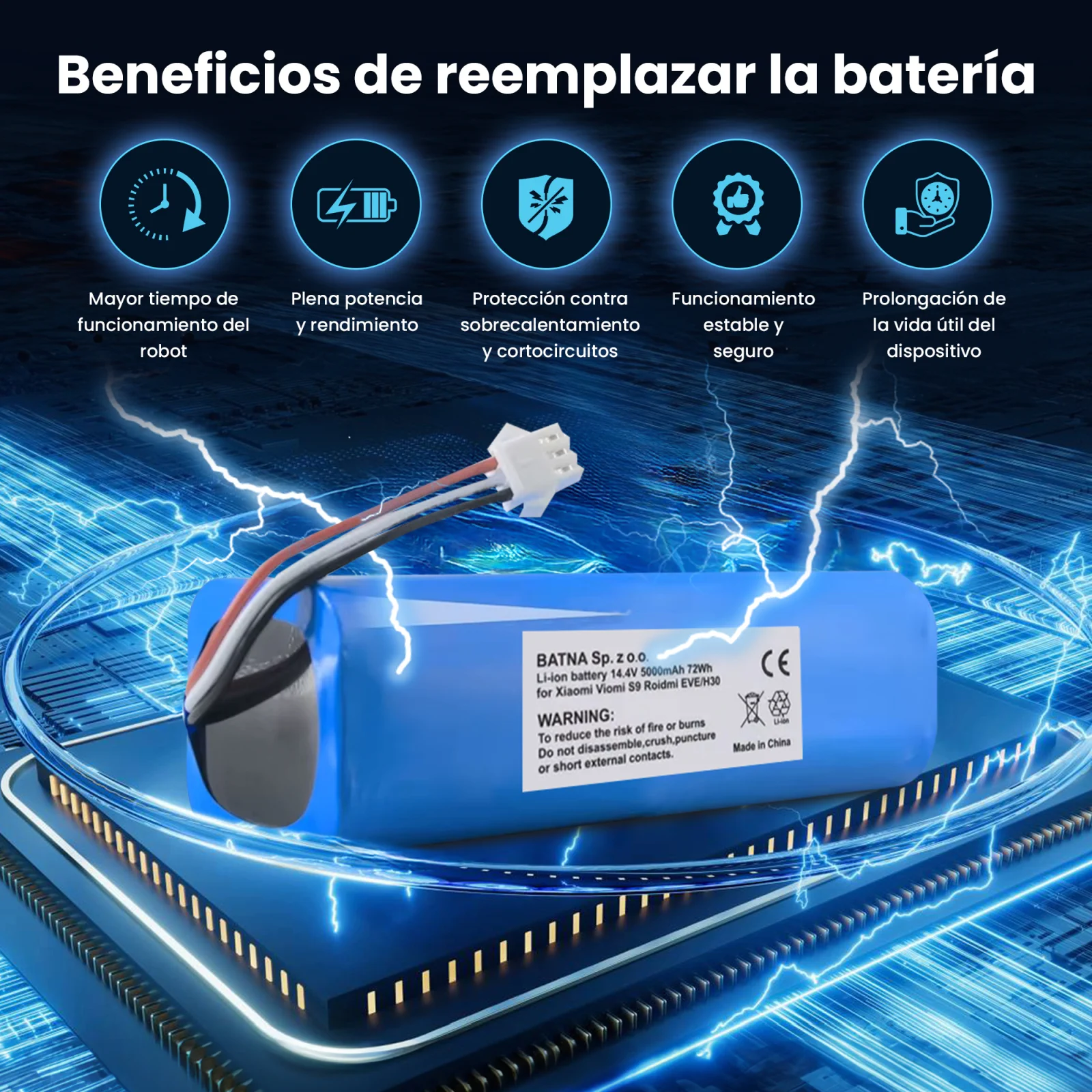visualizacion de la bateria roidmi xclea hoover sobre el procesador