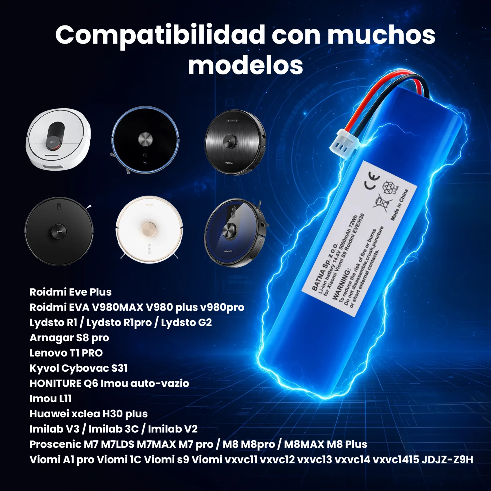 batería de repuesto para roidmi xclea y robots de limpieza compatibles izquierda