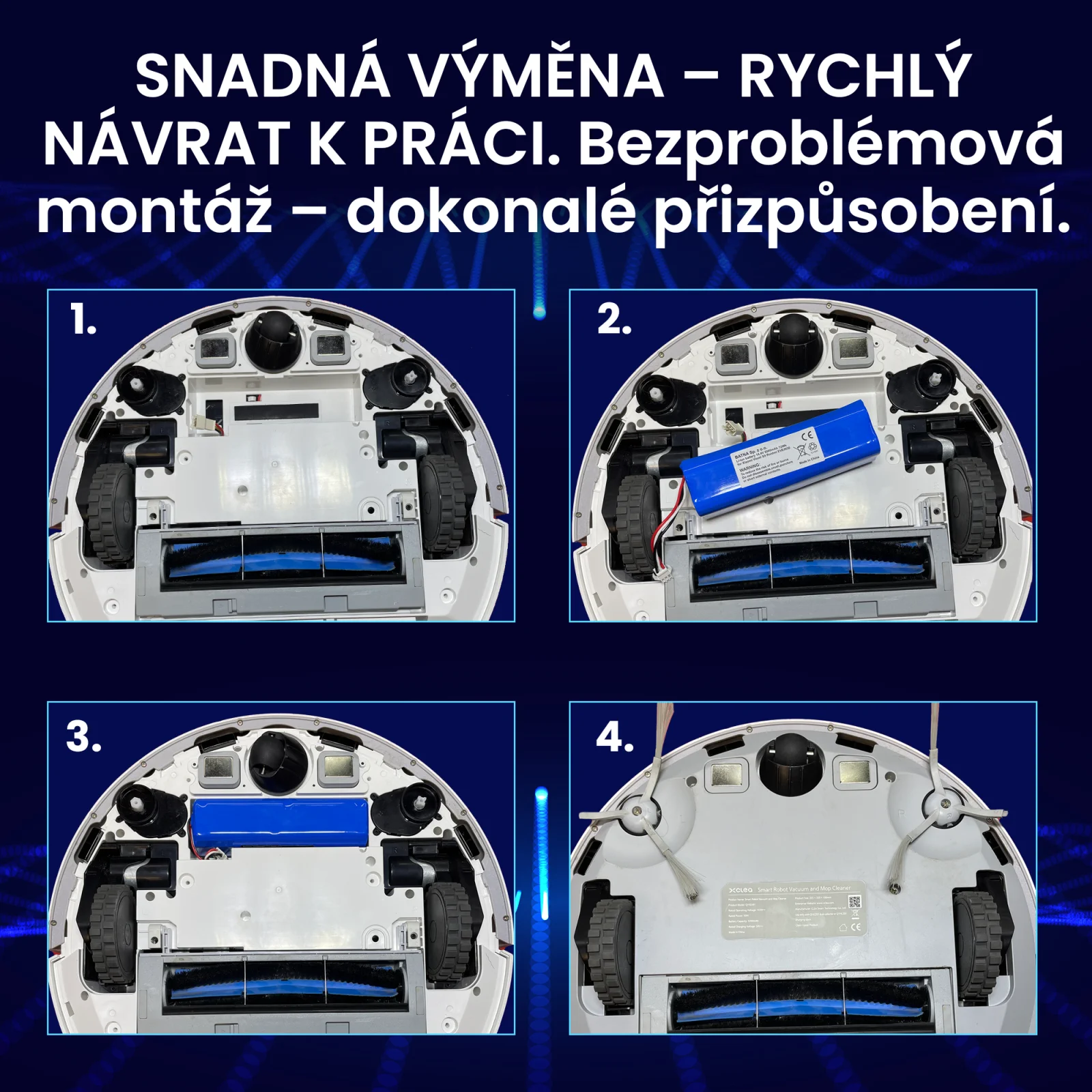 čtyři kroky k v&yacute;měně baterie v čistic&iacute;m robotu xiaomi