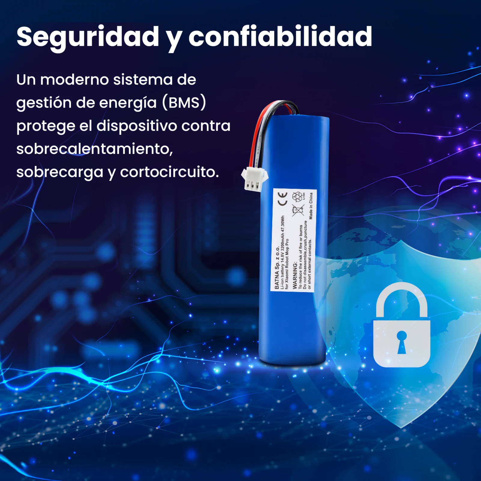 visualización de la batería y el escudo de seguridad del robot xiaomi